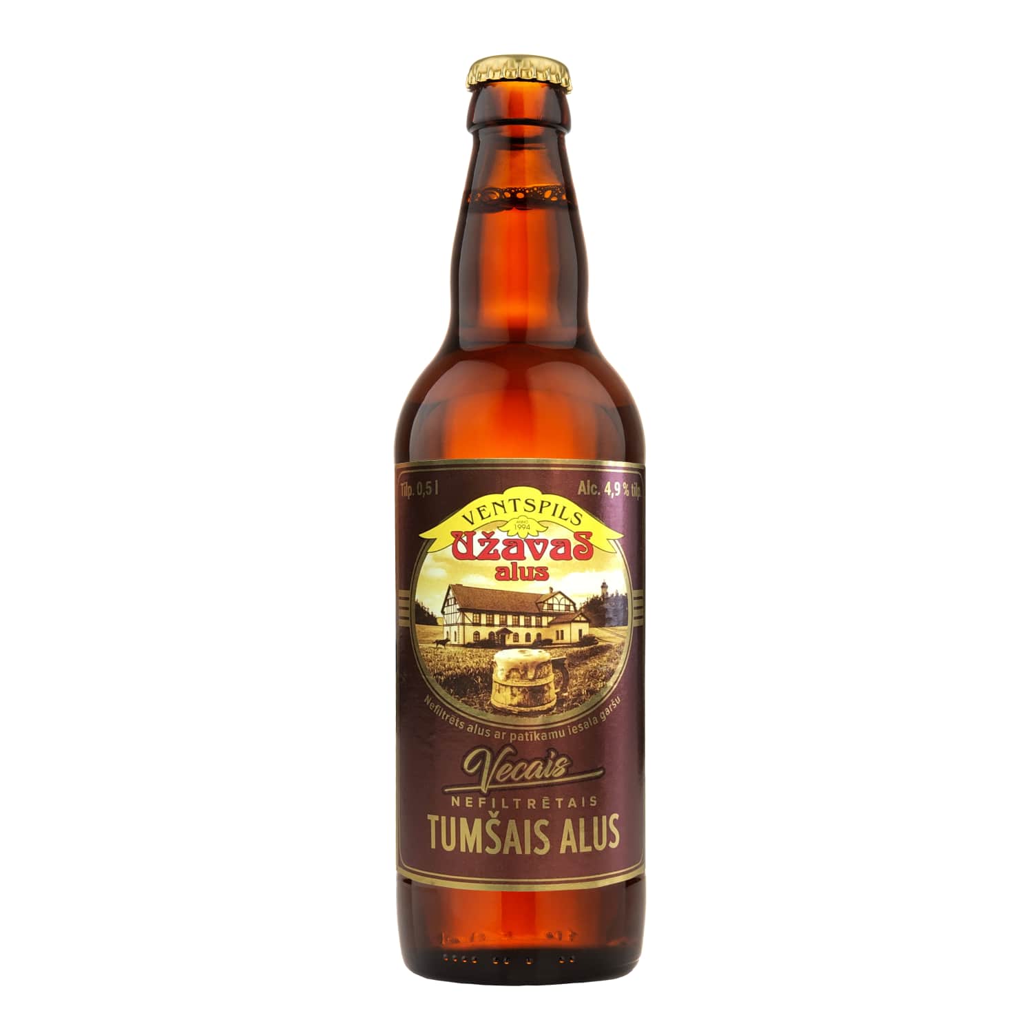 Tumšais alus Užavas Vecais nefiltr. 4,9% 0,5L