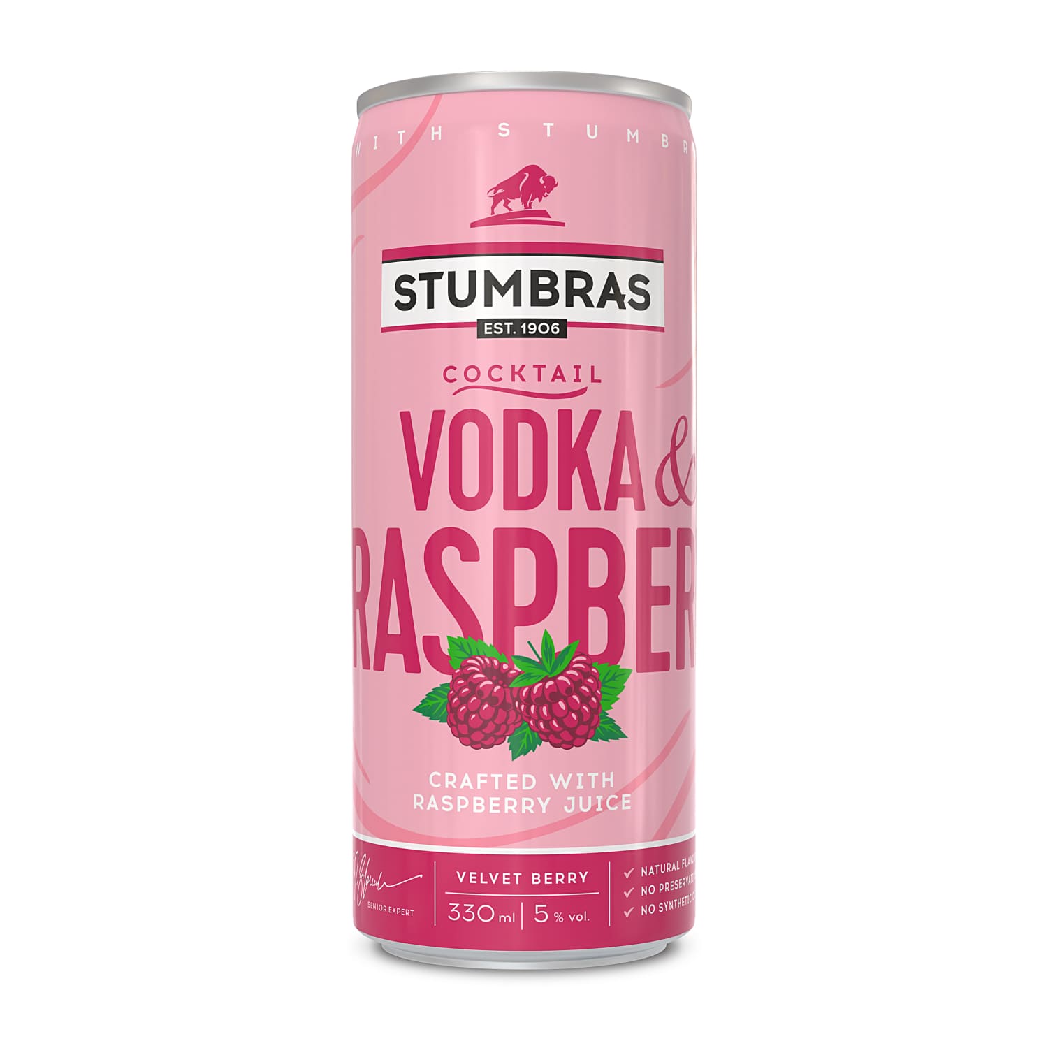 Alk. kok. STUMBRAS VODKA & RASP. 5 %, 0,33 l