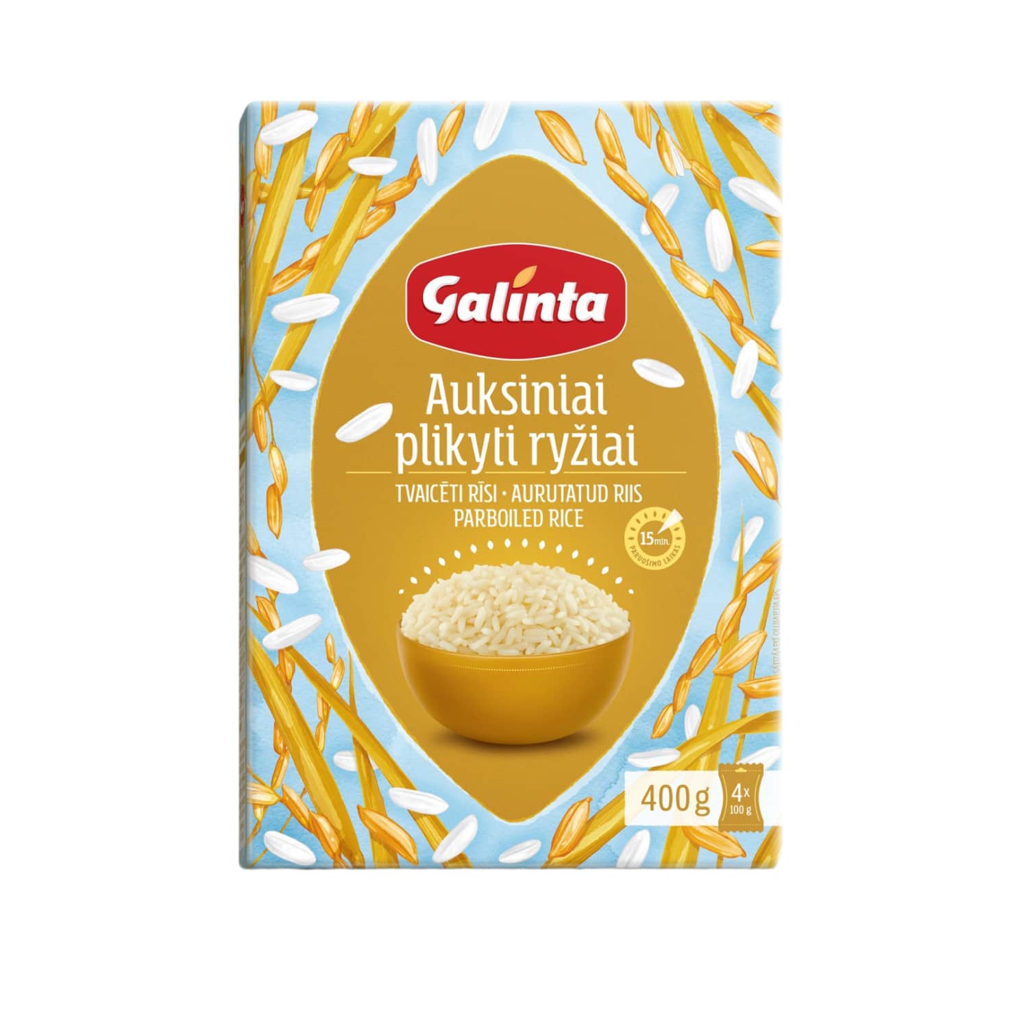 Plikyti ryžiai GALINTA AUKSINIAI, 4 x 100 g