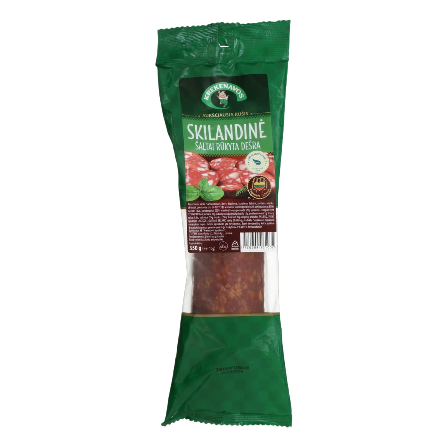 Rimi – akcija / nuolaida: Šaltai rūk. KREKENAVOS SKILANDINĖ dešra, 350g