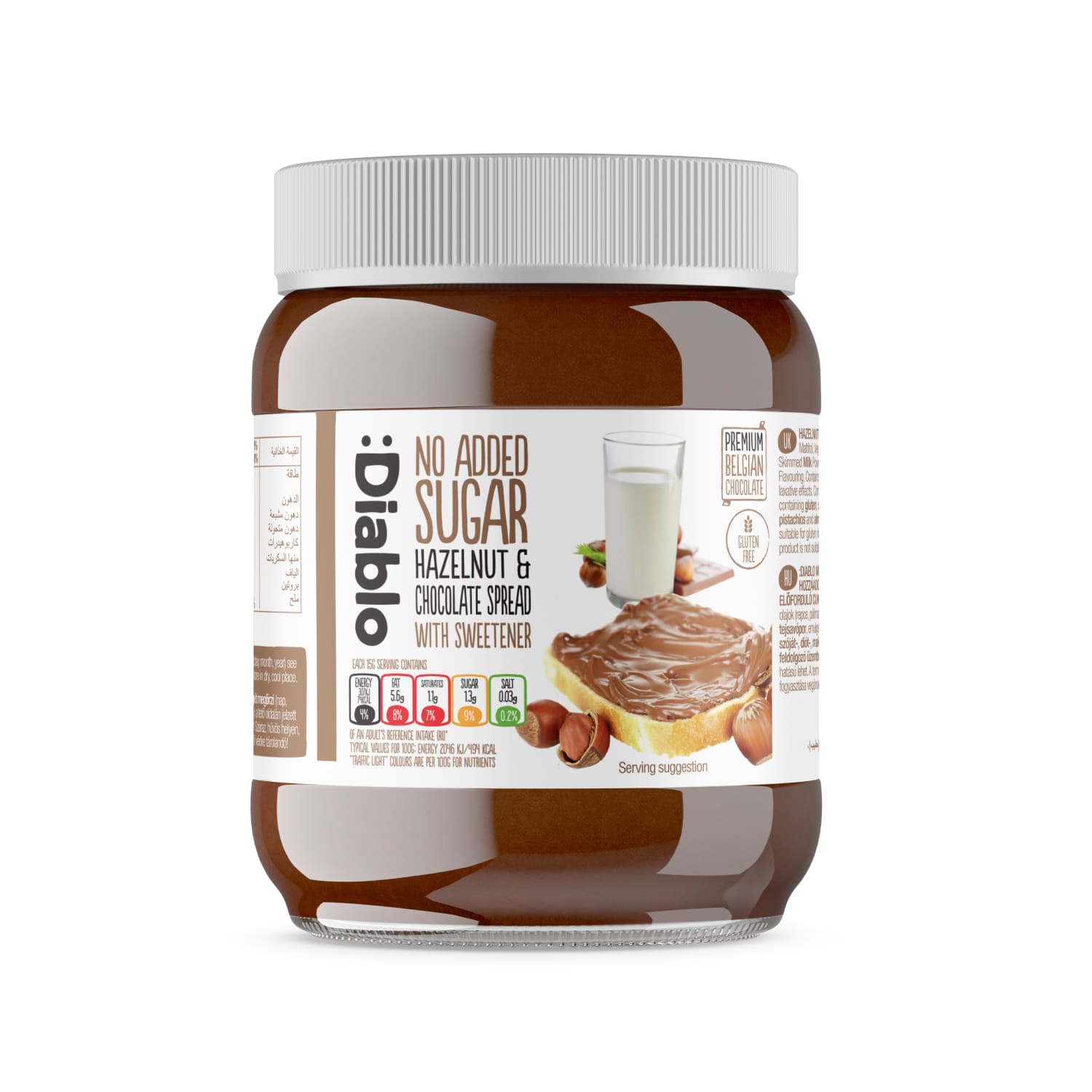 Šokolad. lazdyno riešutų kremas DIABLO, 350 g