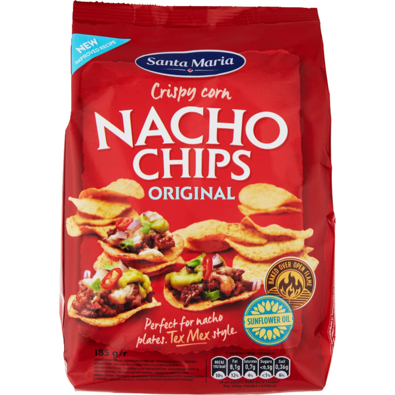Načos kukurūzas čipsi Santa Maria 185g