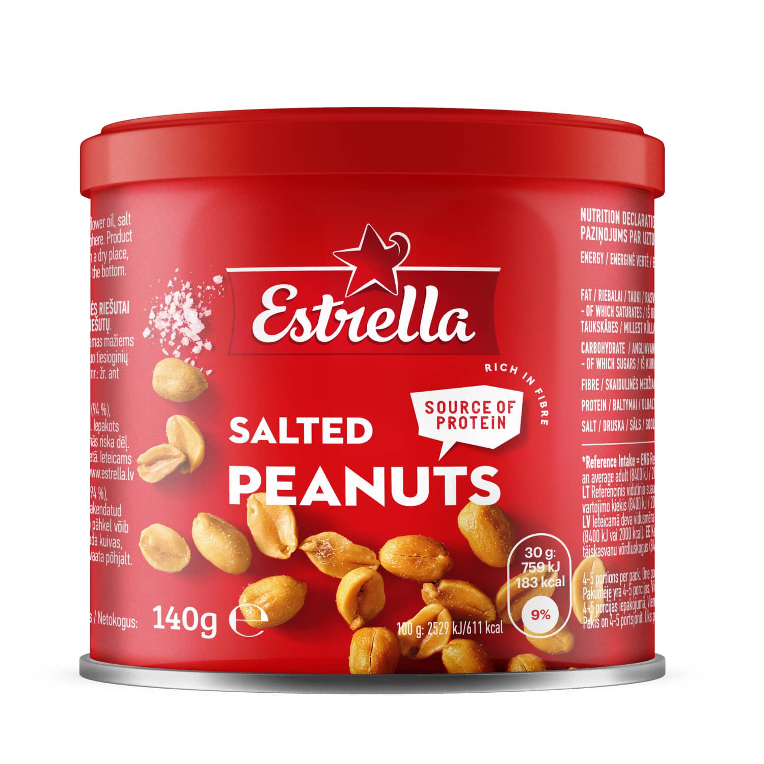 Röstit.maapähklid soolaga 140g Estrella