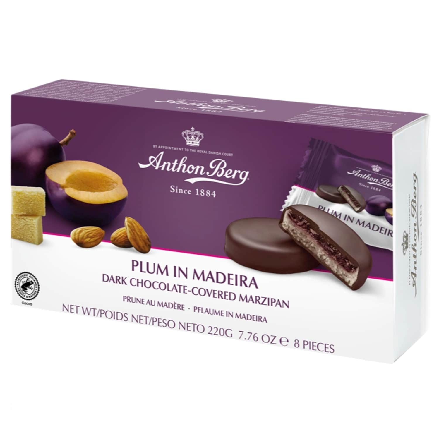 Marcipāns Anthon Berg šokolādē ar plūmēm 220g