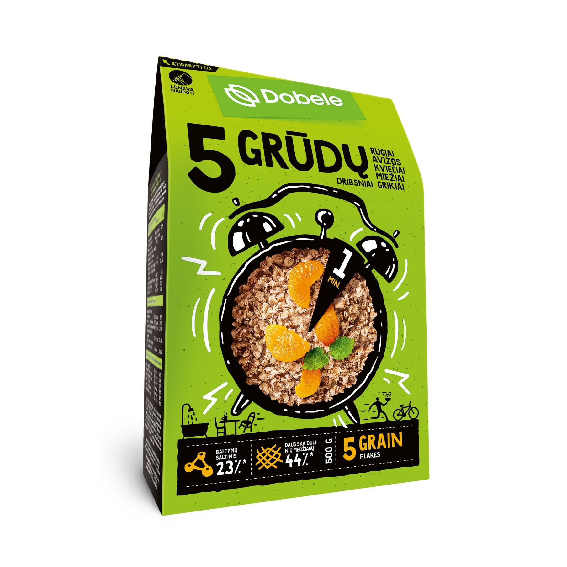 Penkių grūdų dribsniai DOBELE, 500 g