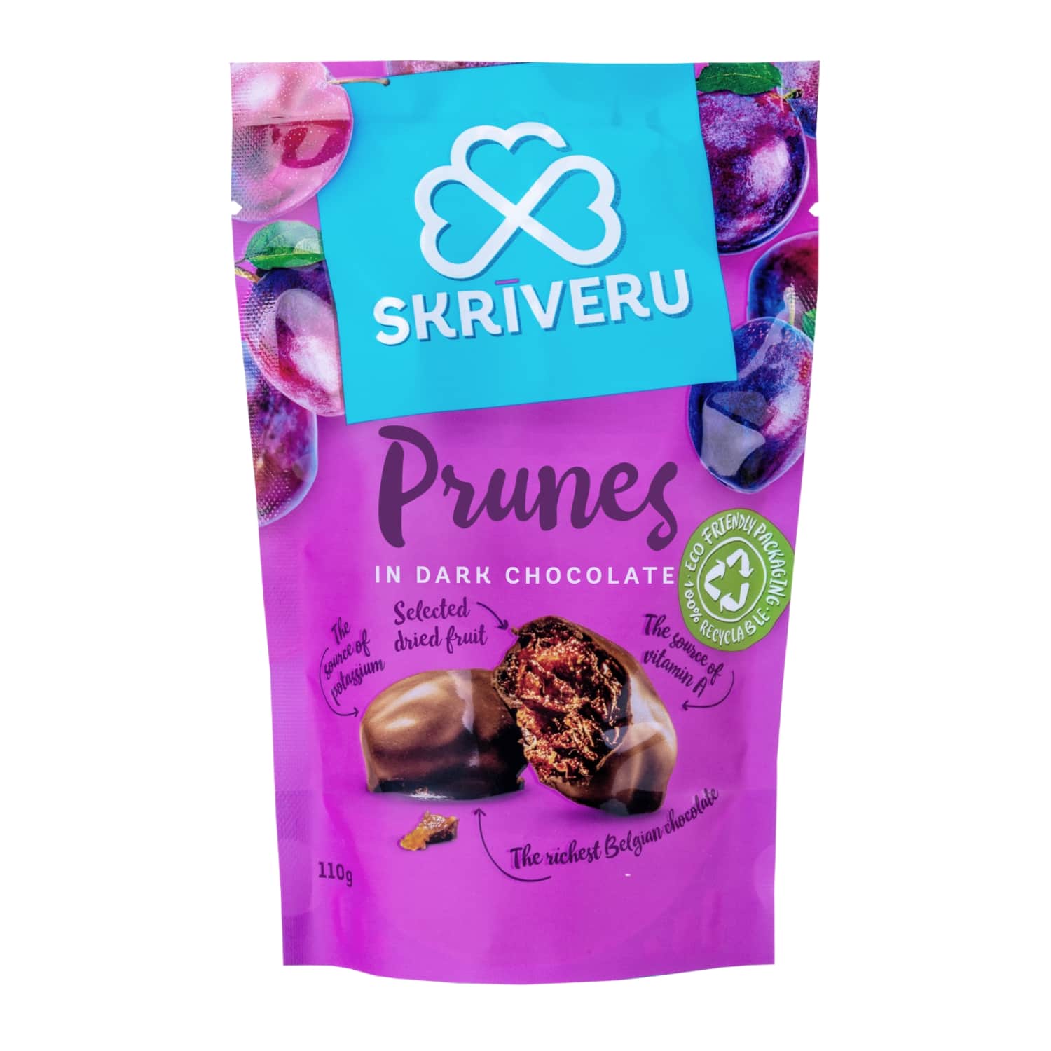 Plūmes Skrīveru tumšajā šokolādē 110g