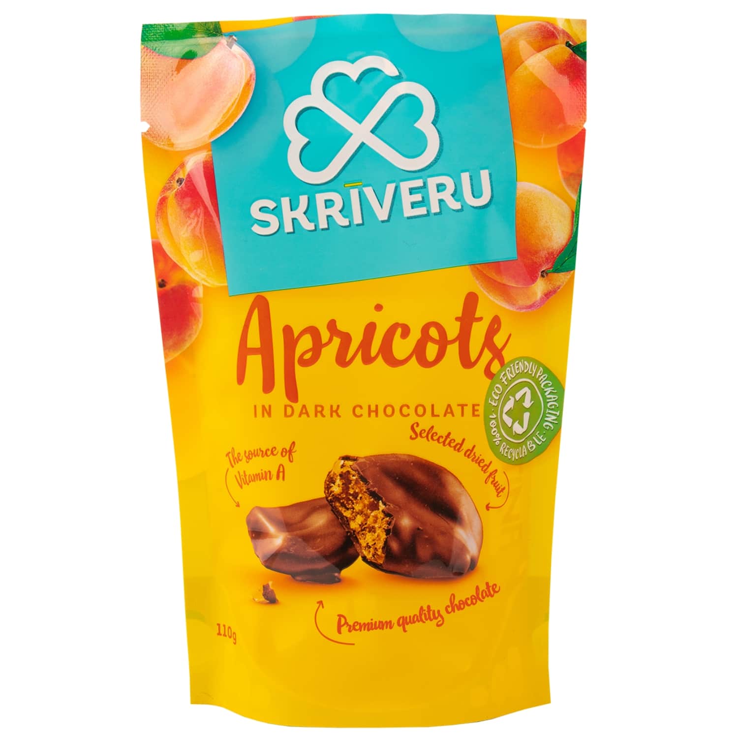 Aprikozes Skrīveru tumšajā šokolādē 110g