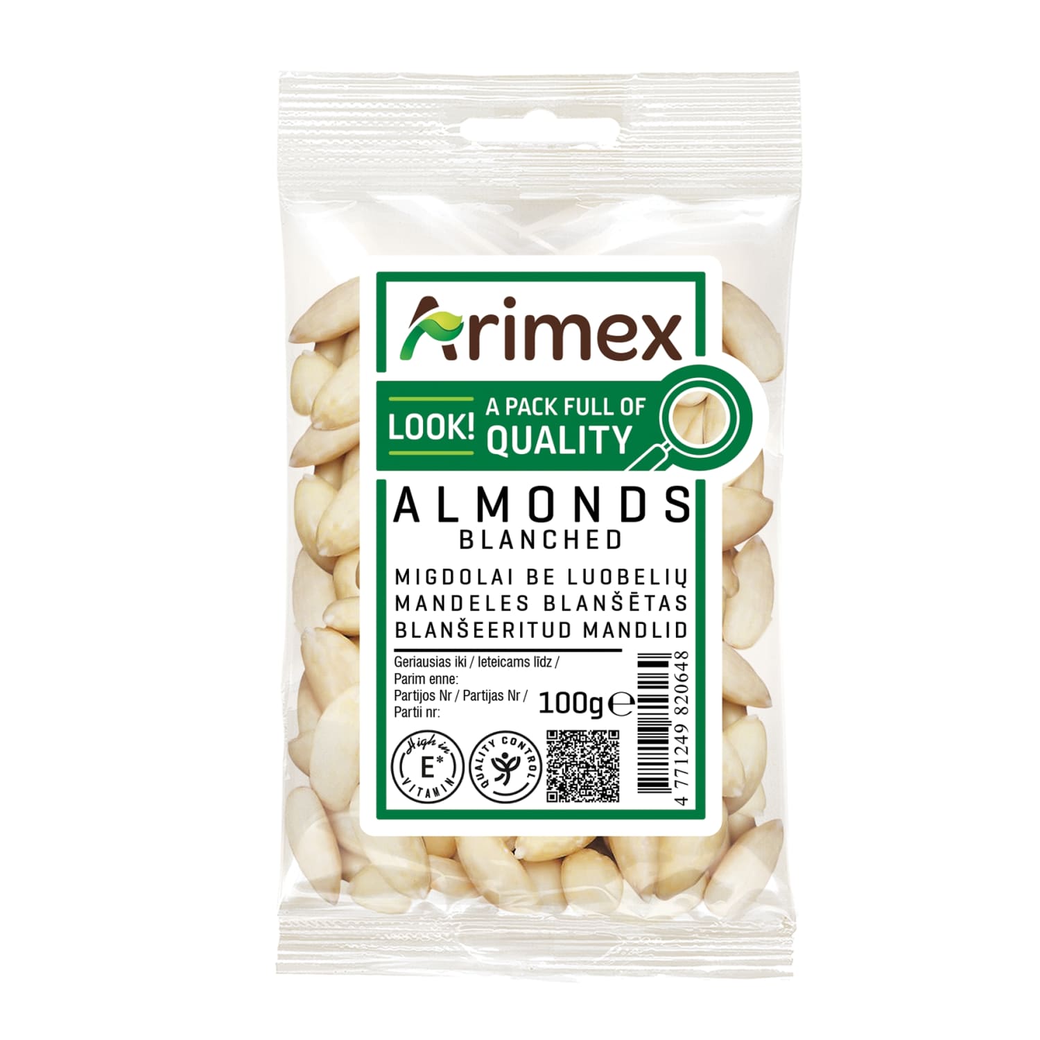Migdolai be luobelės ARIMEX, 100 g