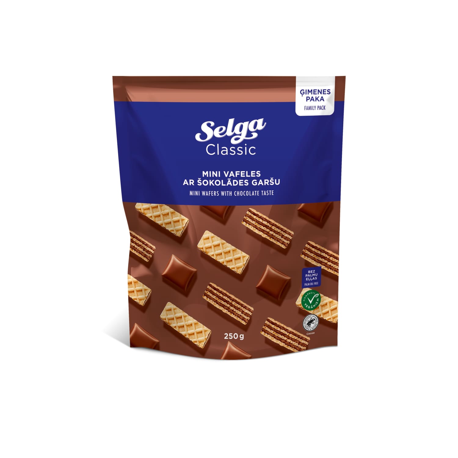 Vafeles Selga mini ar šokolādes garšu 250g