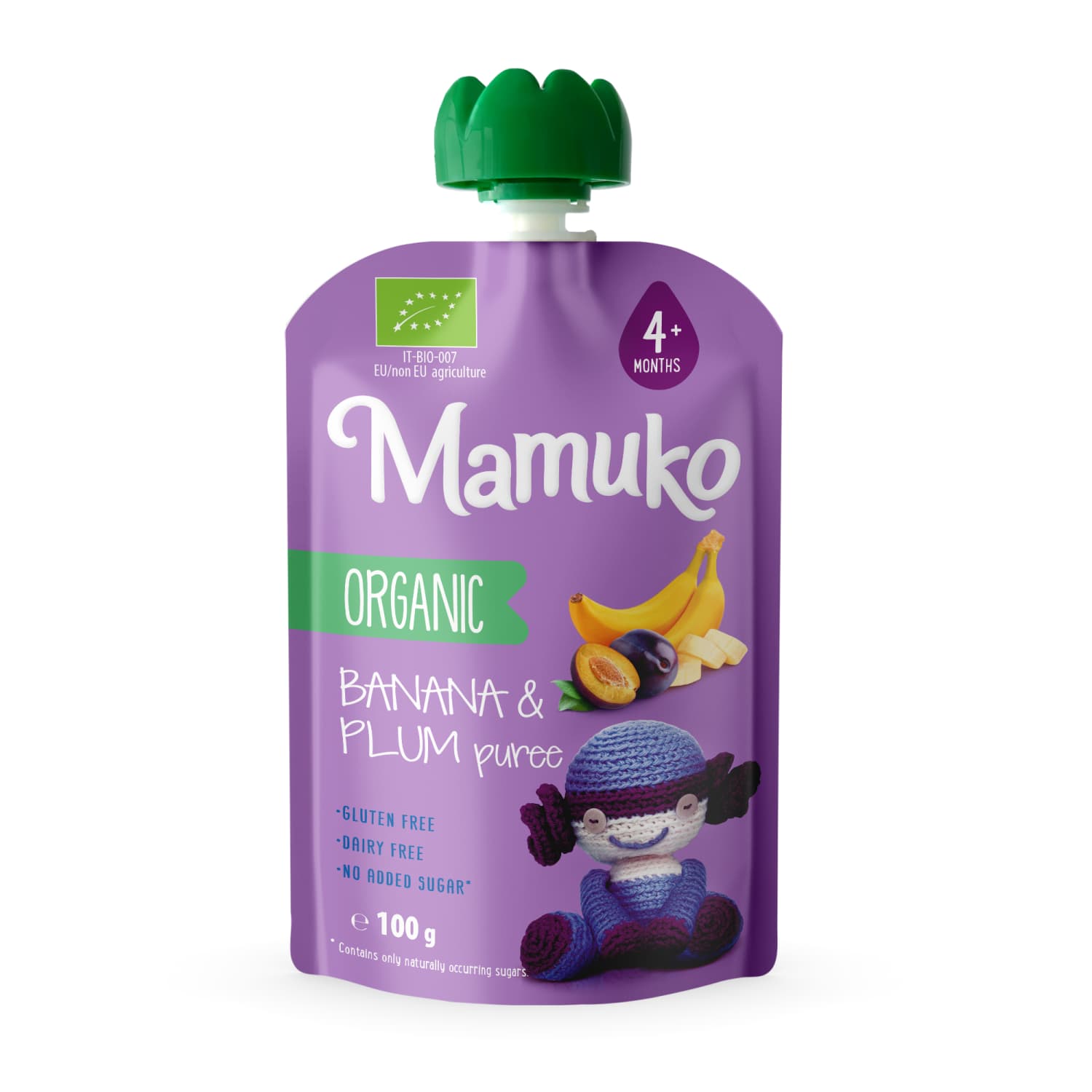 Ekol. MAMUKO ban. slyvų tyrelė, 4 mėn, 100 g