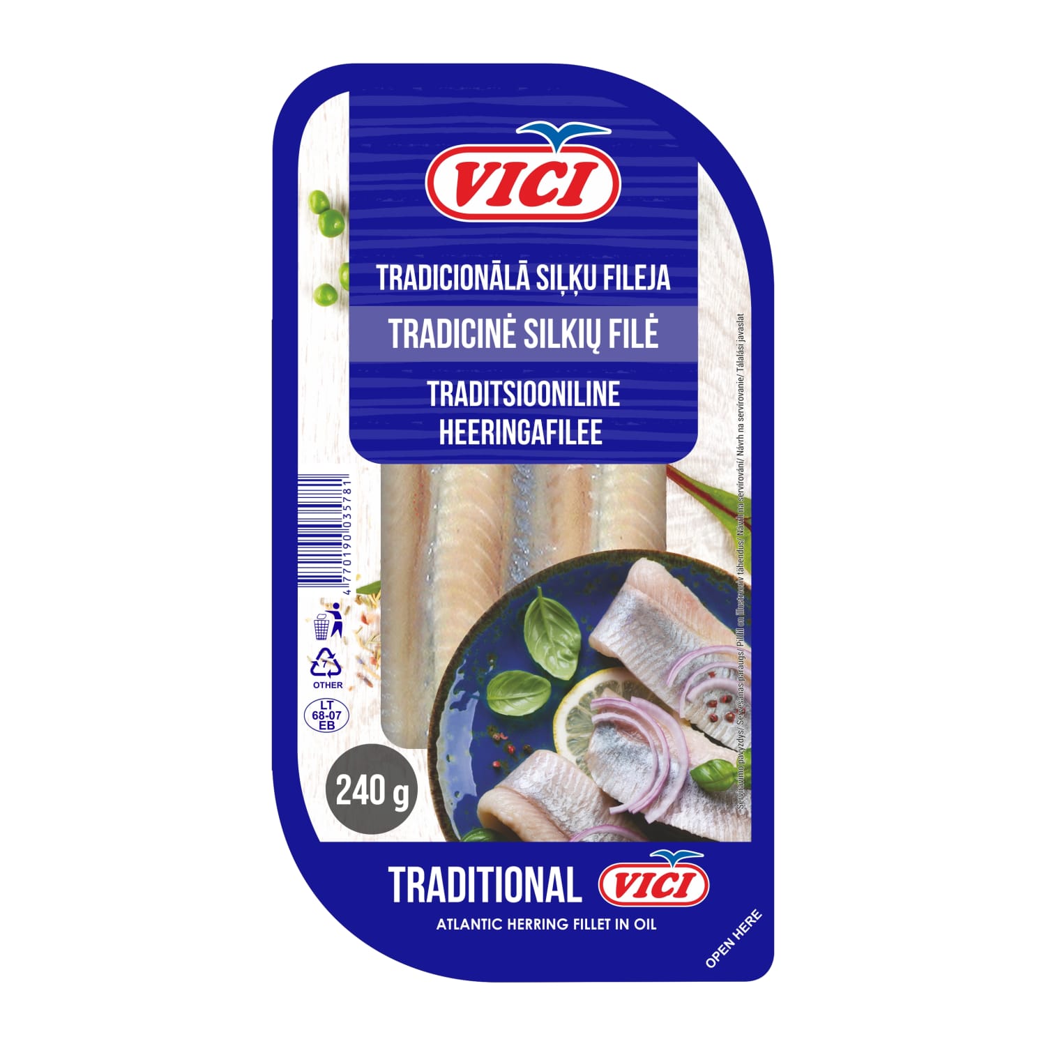 Siļķes fileja tradicionālā 240g/190g