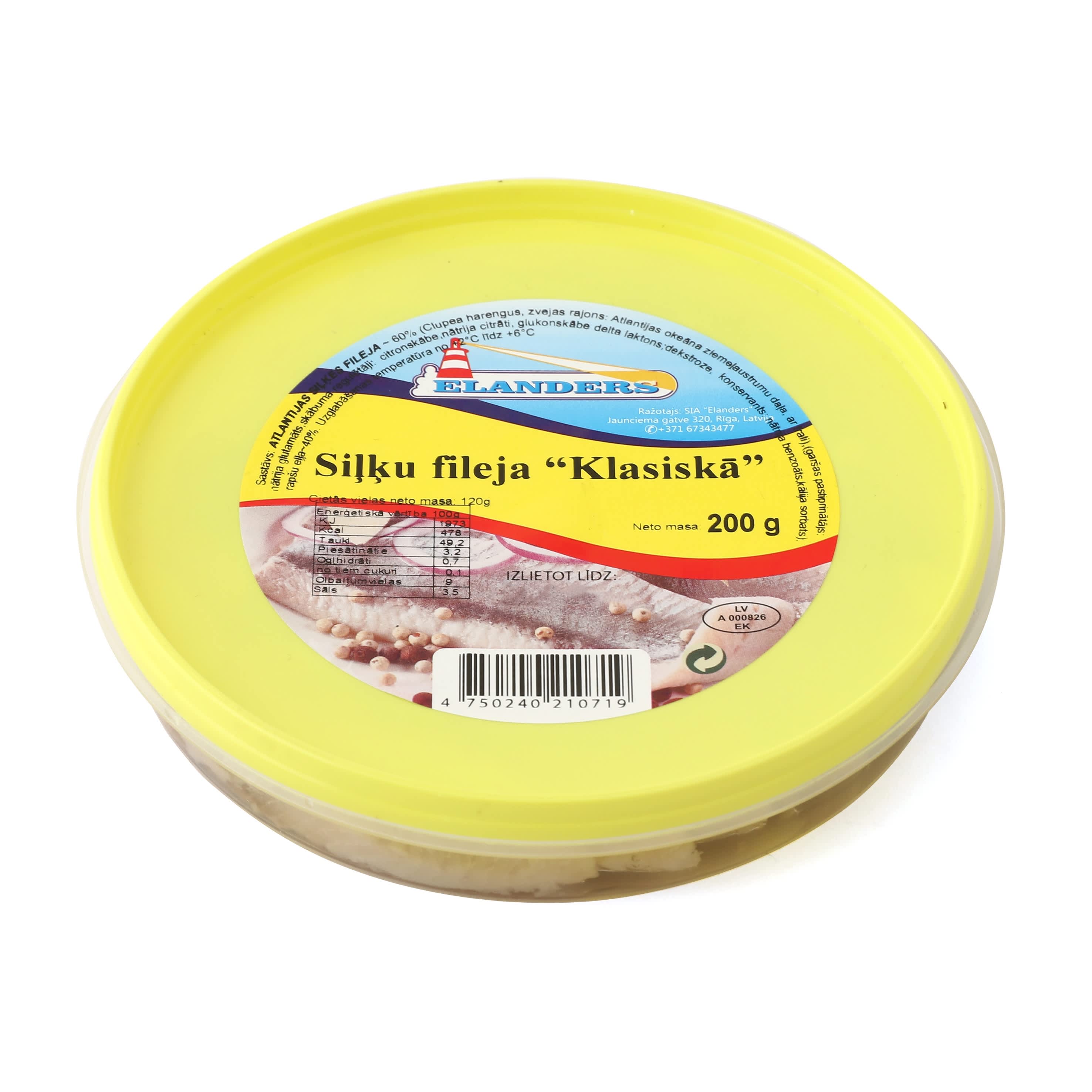 Siļķes fileja klasiskā 200g/120g