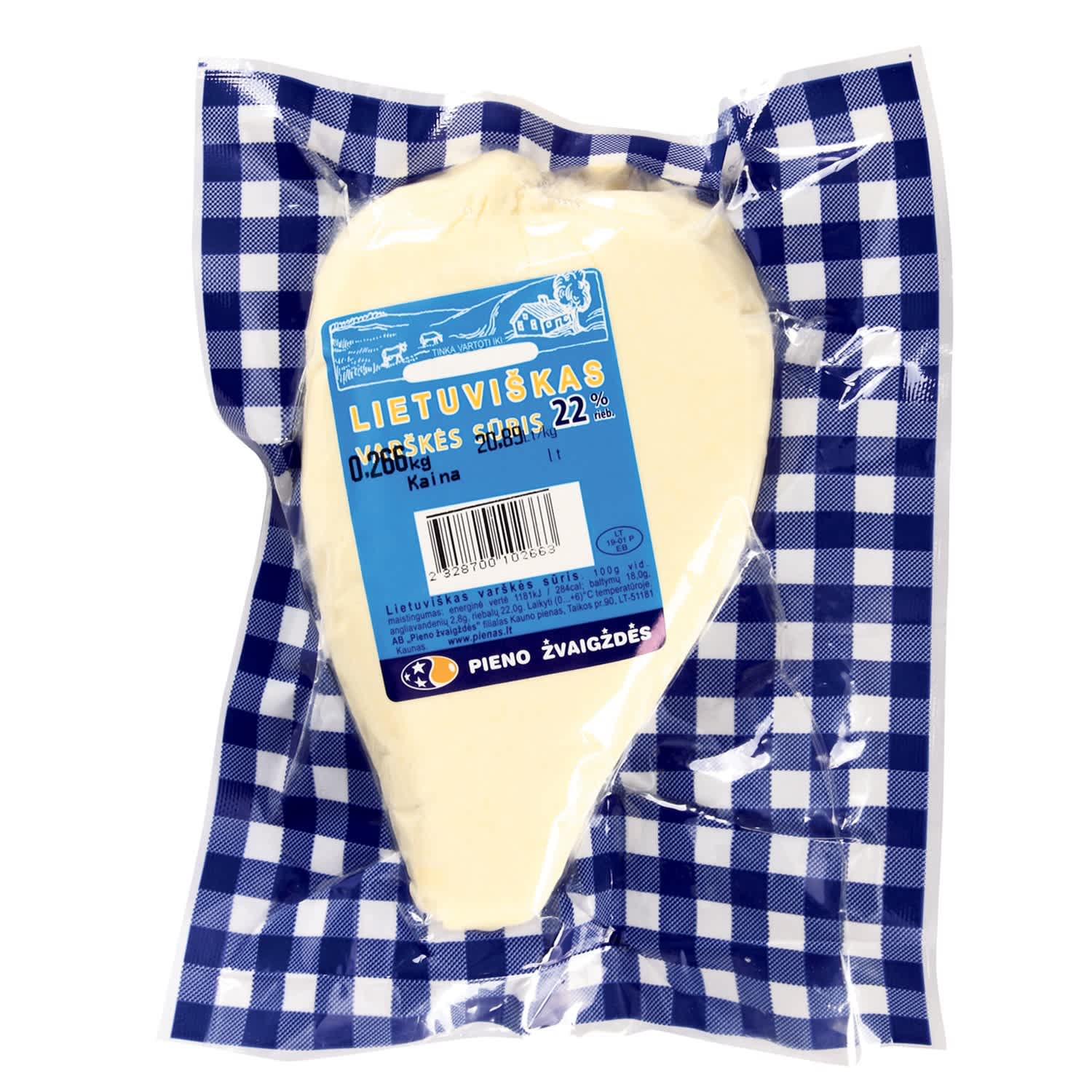 Lietuv. varškės sūris PIENO ŽVAIGŽDĖS,22%,1kg