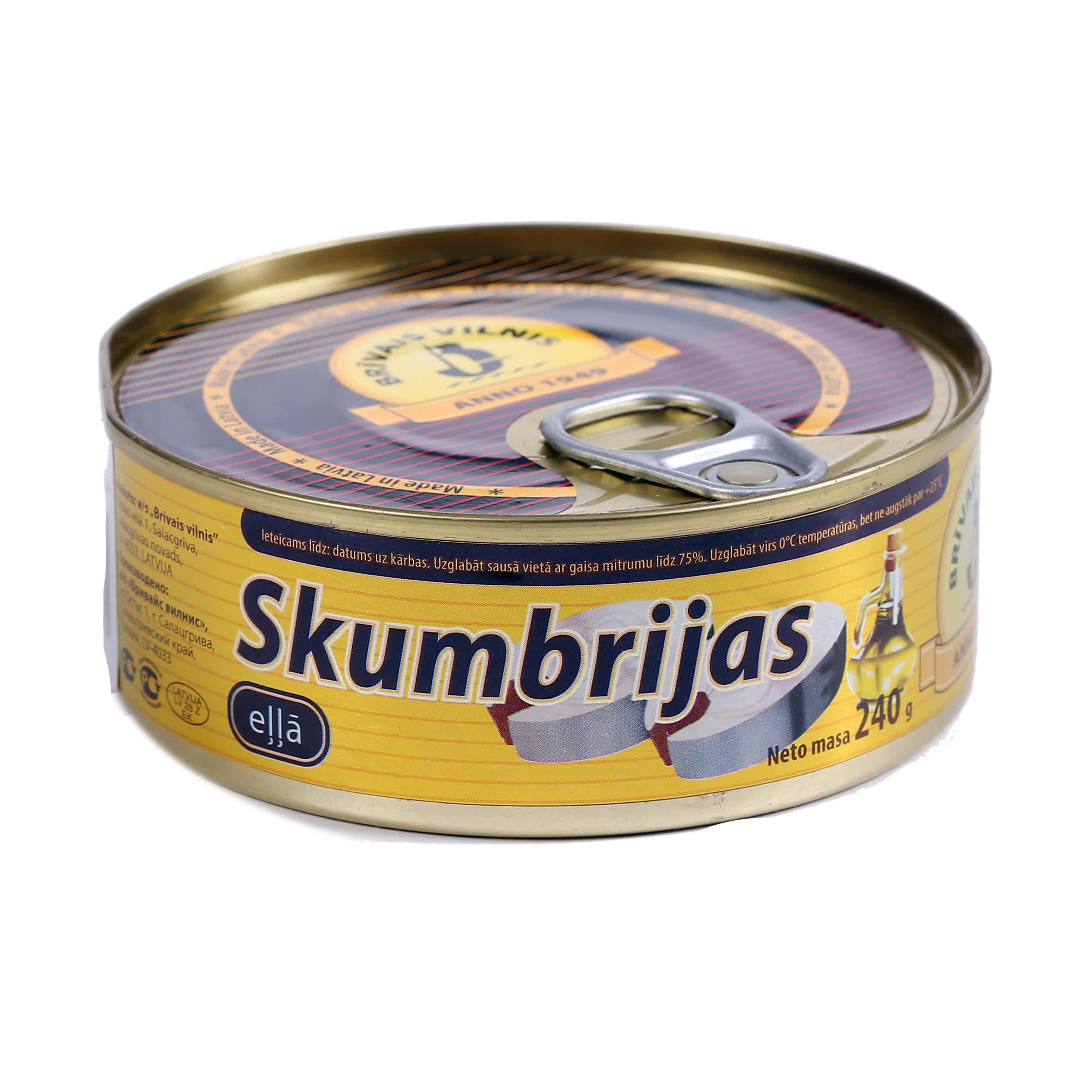 Skumbrijas eļļā 240g/163g