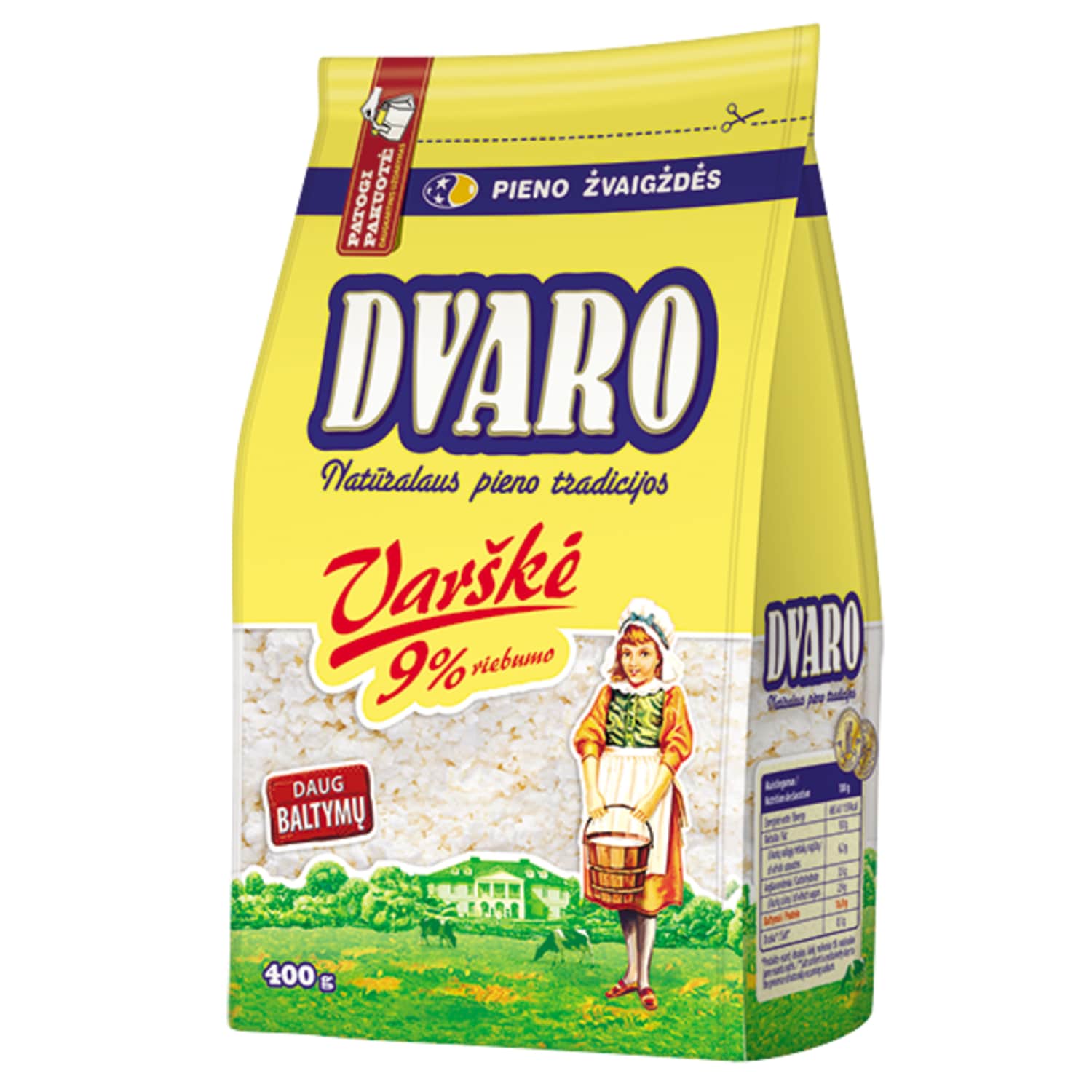 DVARO varškė, 9 % rieb., 400 g