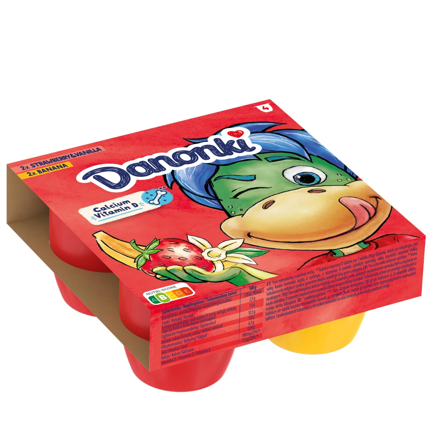 Deserts Danonki zemeņu un vaniļas 4x90g
