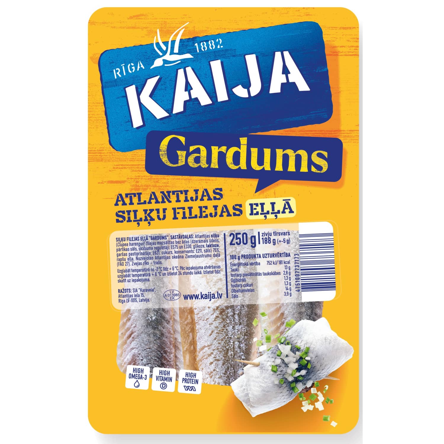 Siļķu fileja Gardums Kaija eļļā 250g/188g