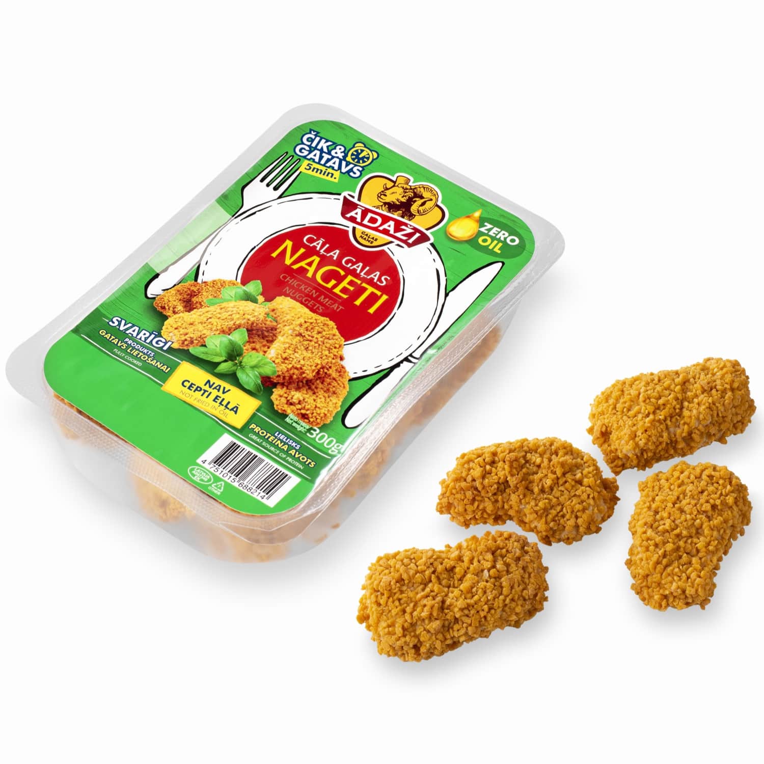 Cāļa gaļas Ādaži nageti Zero Oil 300g