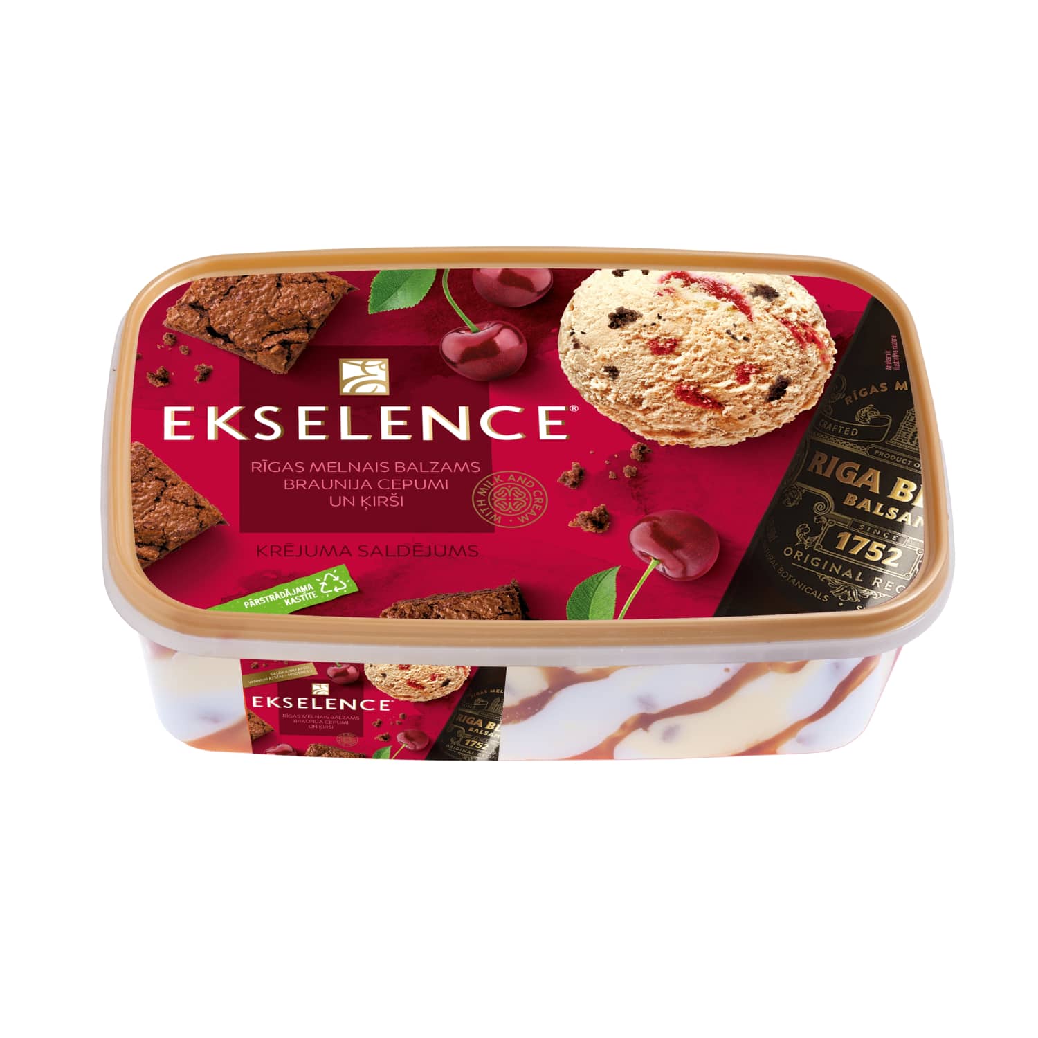 Saldējums Rīgas Melnais Balzams ķirši 1l/500g