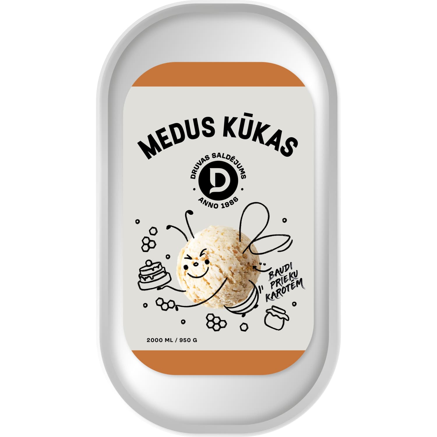 Saldējums Druva medus kūka 2l/950g