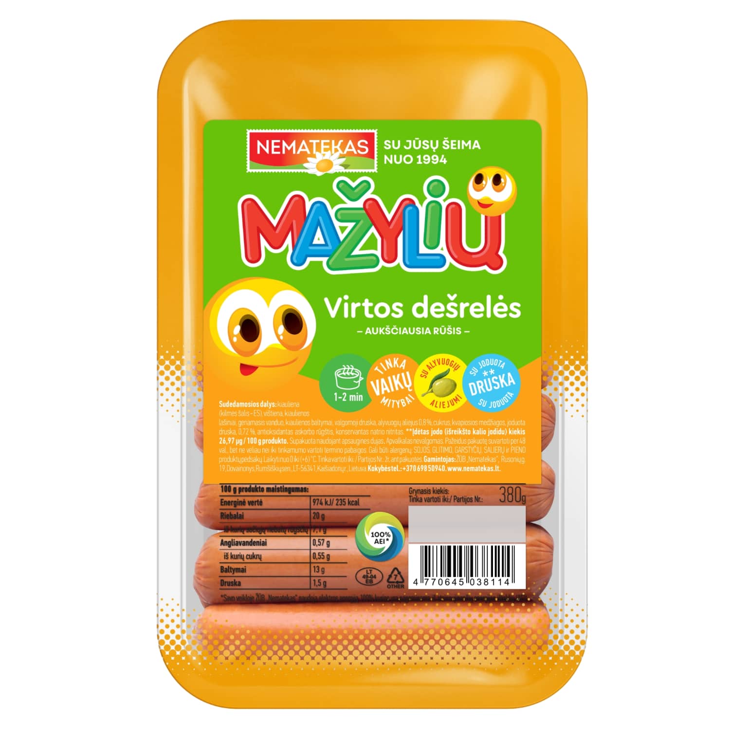 Virtos MAŽYLIŲ dešrelės NEMATEKAS, a.r. 380 g