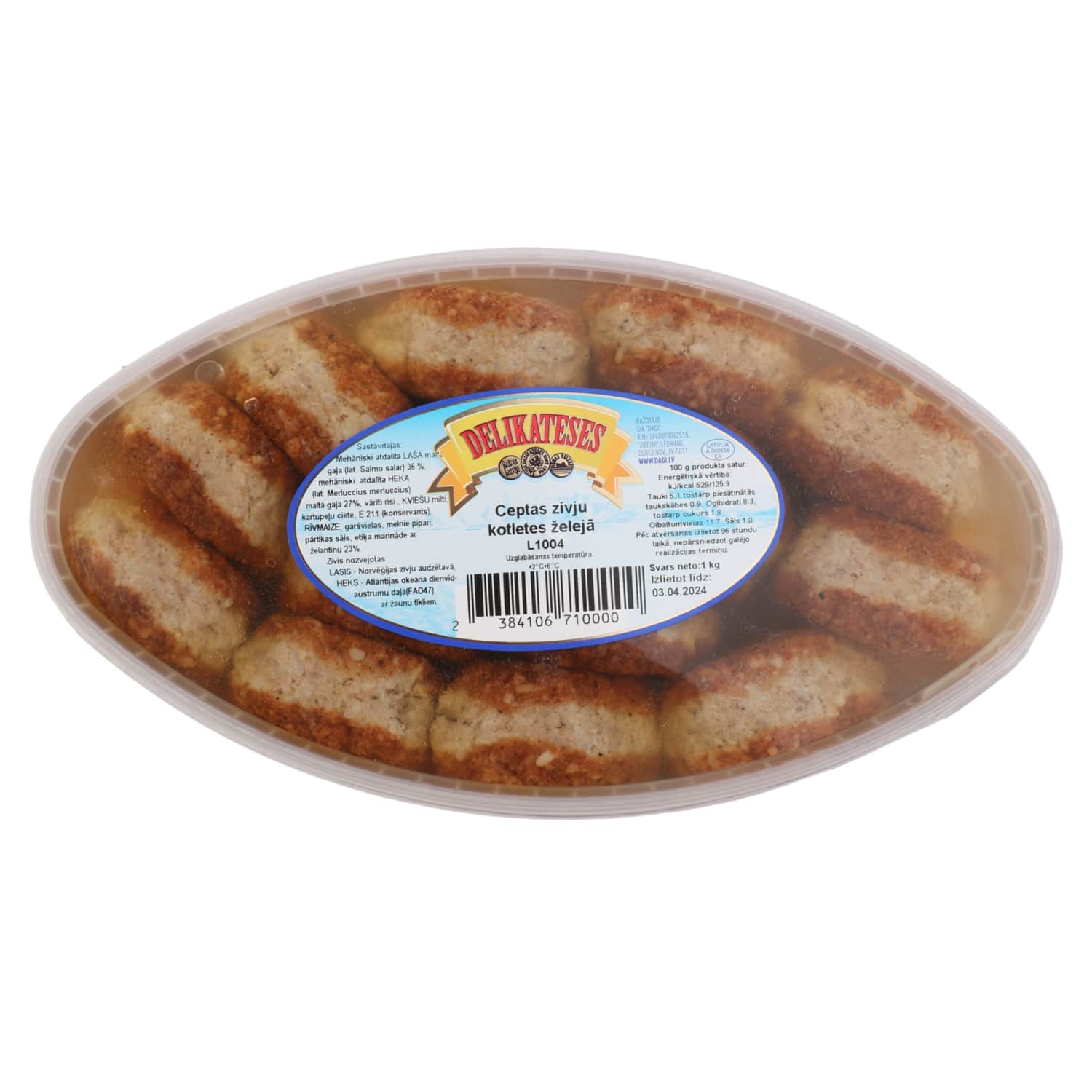 Zivju kotlet. Delikateses ceptas žel. kg