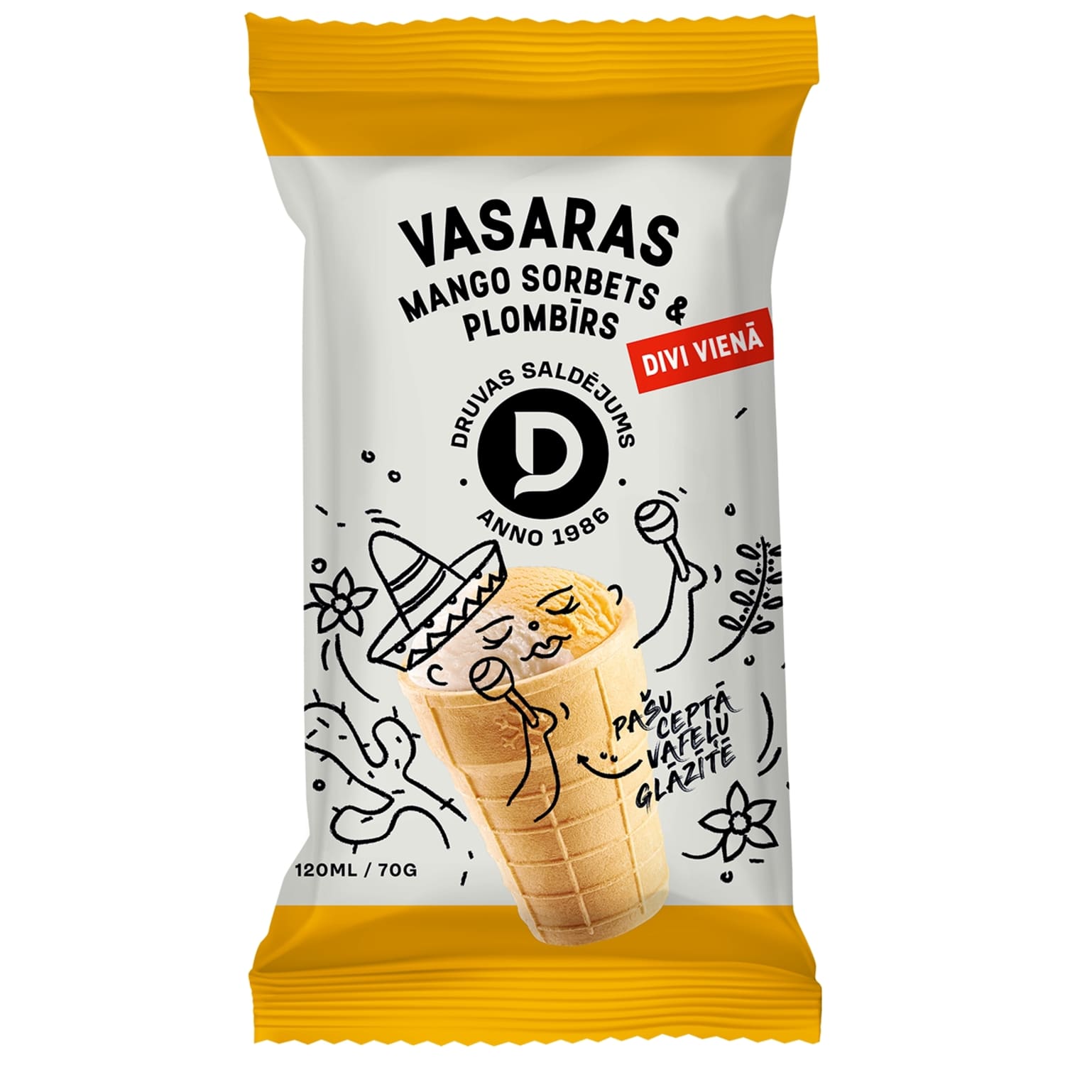 Sald. Druva plombīra, mango sorbets 120ml/75g