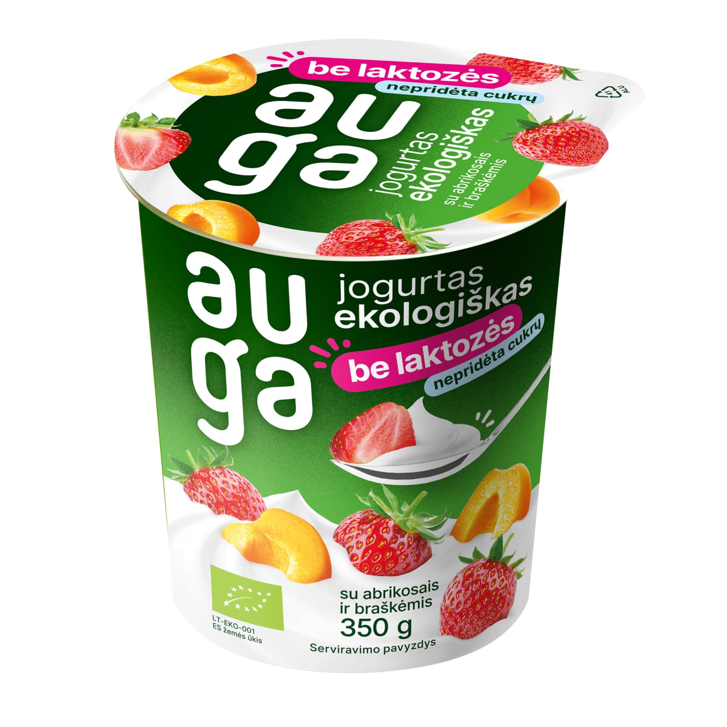 Ekol. jogurtas su abrik., brašk. AUGA, 350 g