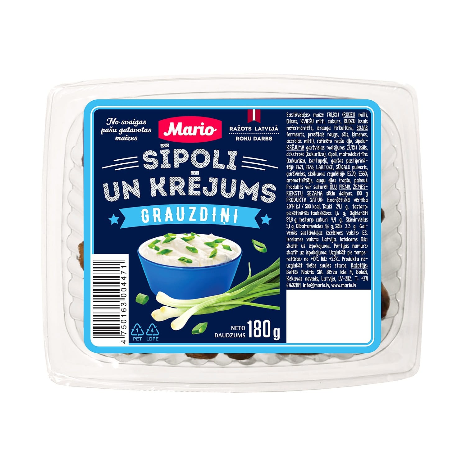 Grauzdiņi Mario sīpoli un krējums 180g
