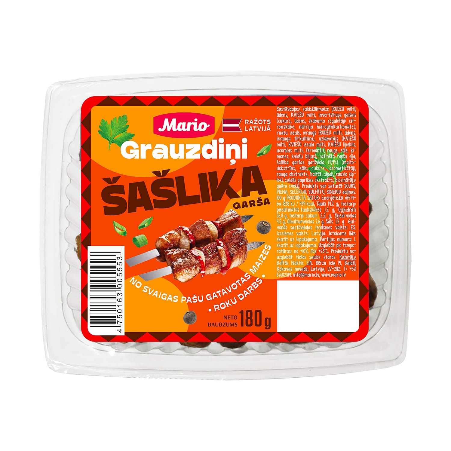 Grauzdiņi Mario ar šašlika garšu 180g