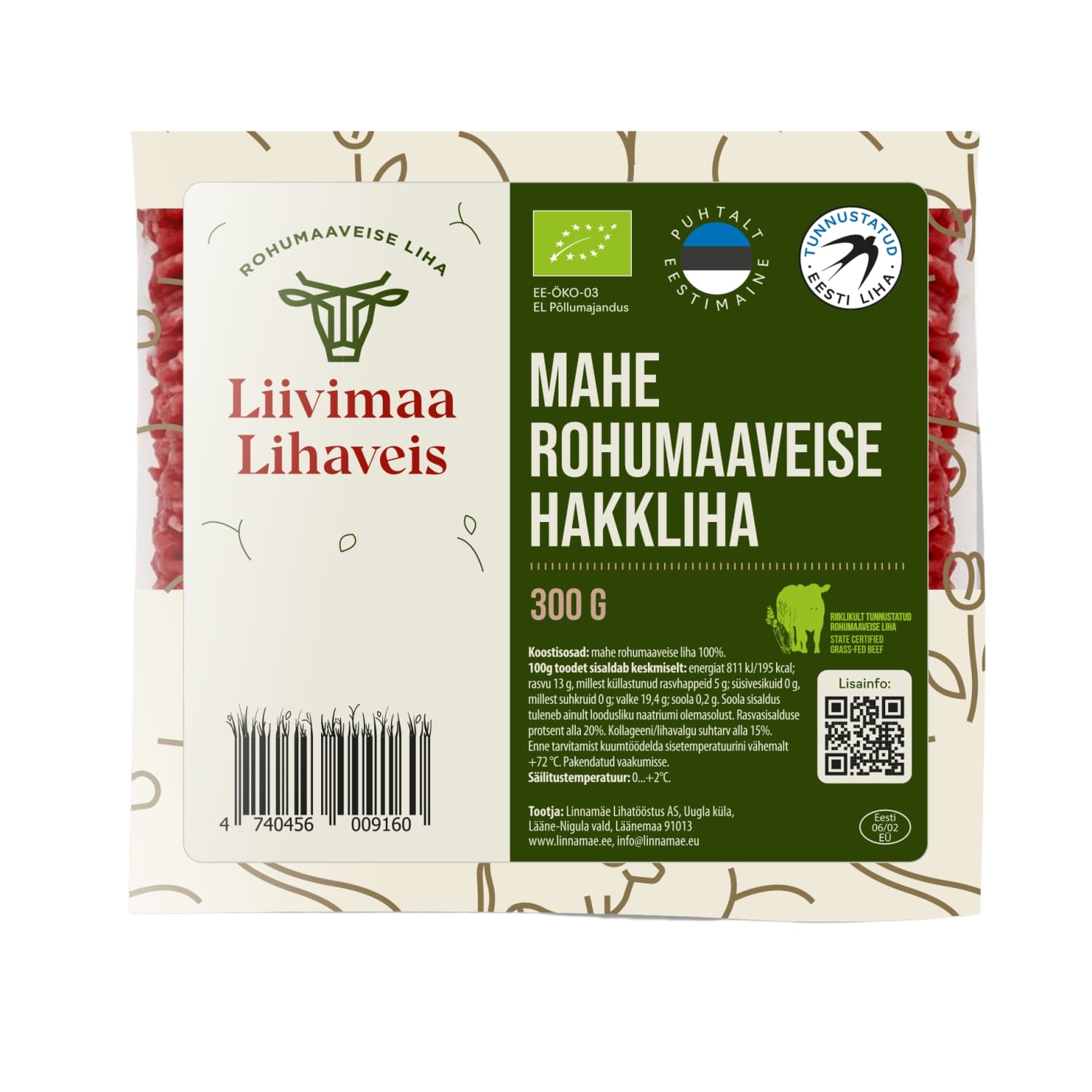 Mahe rohum.veise h.liha Liivima Lihaveis 300g