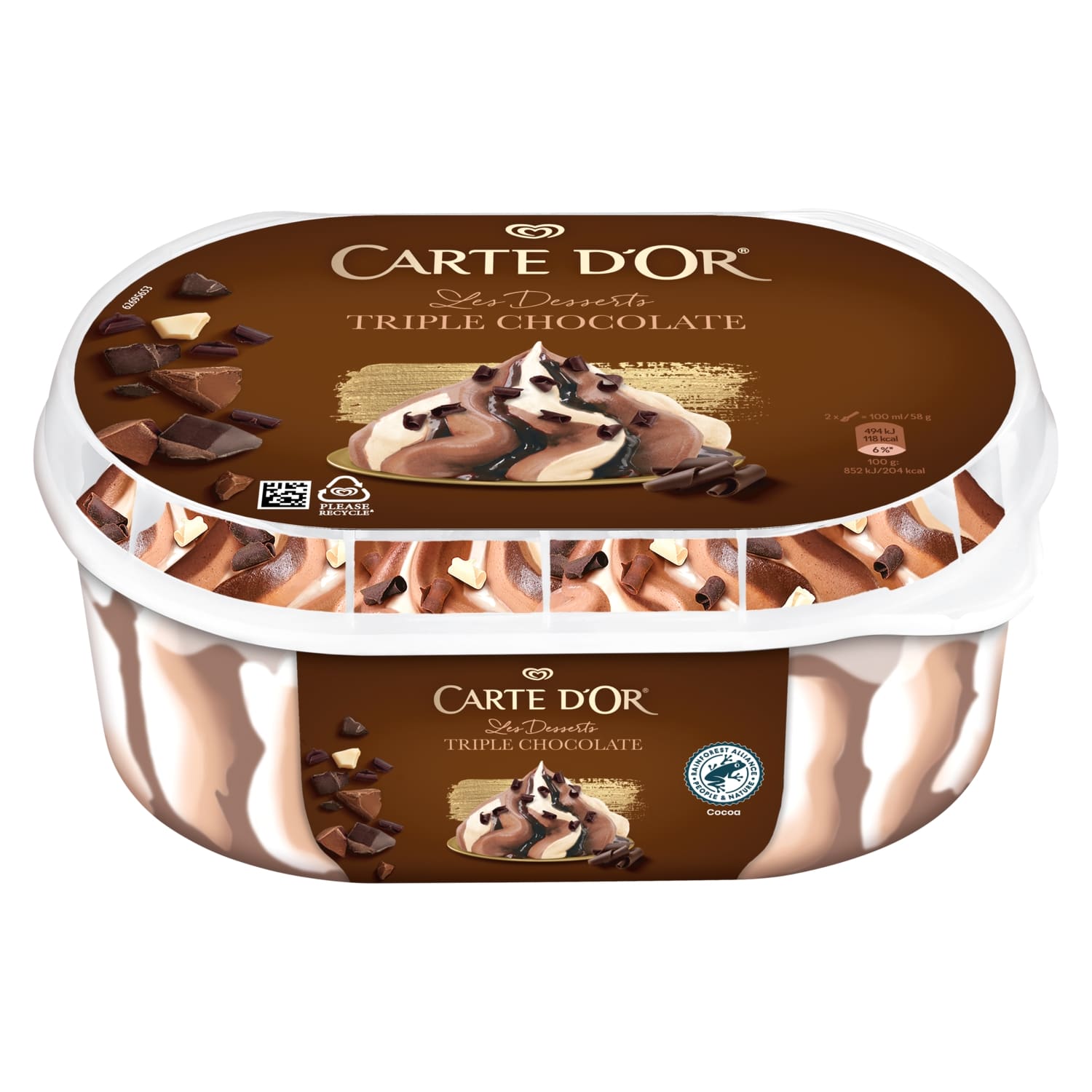 Jäätis Carte D`Or Triple Chocolate 825ml/475g