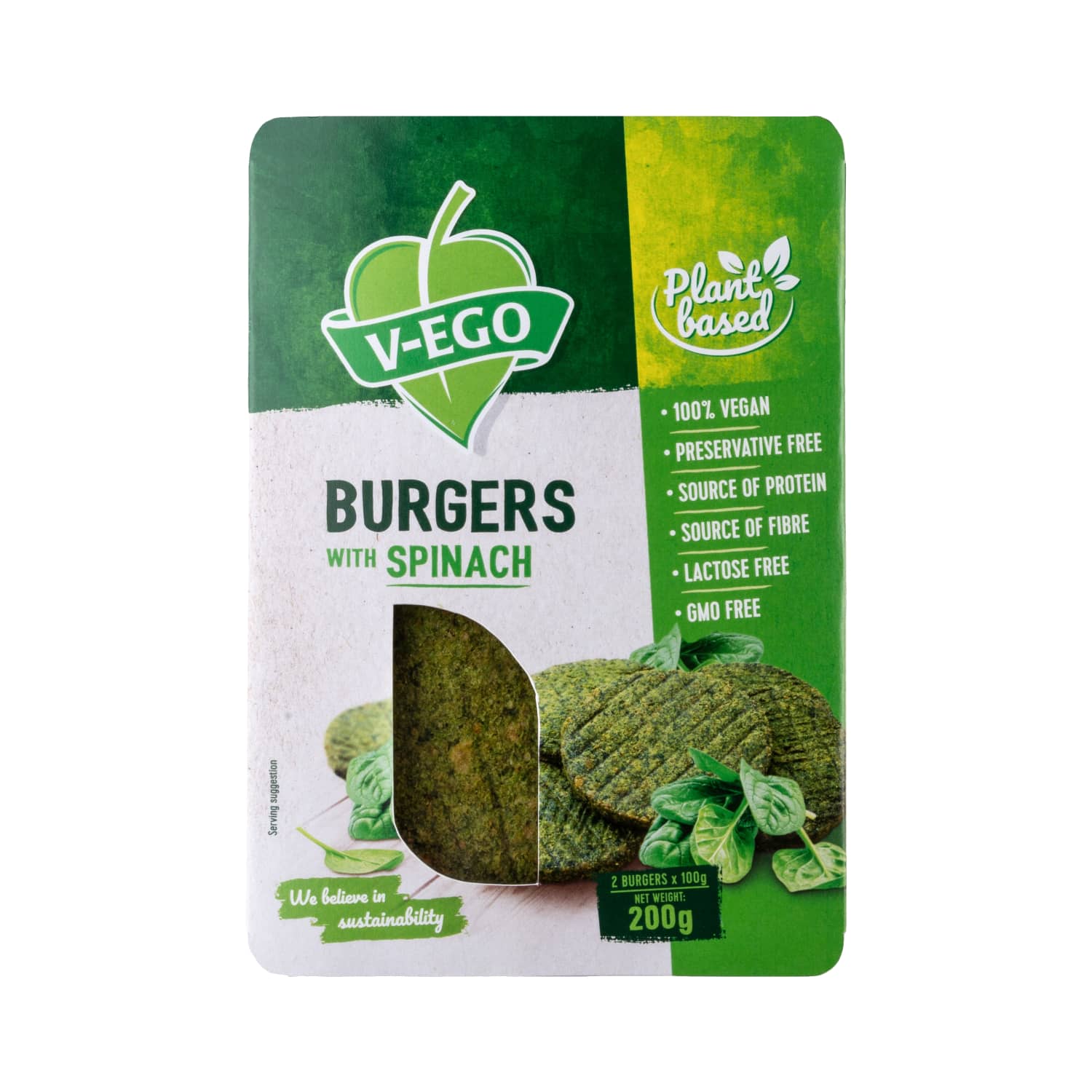 Vegan burgerid spinatiga V-EGO 200g