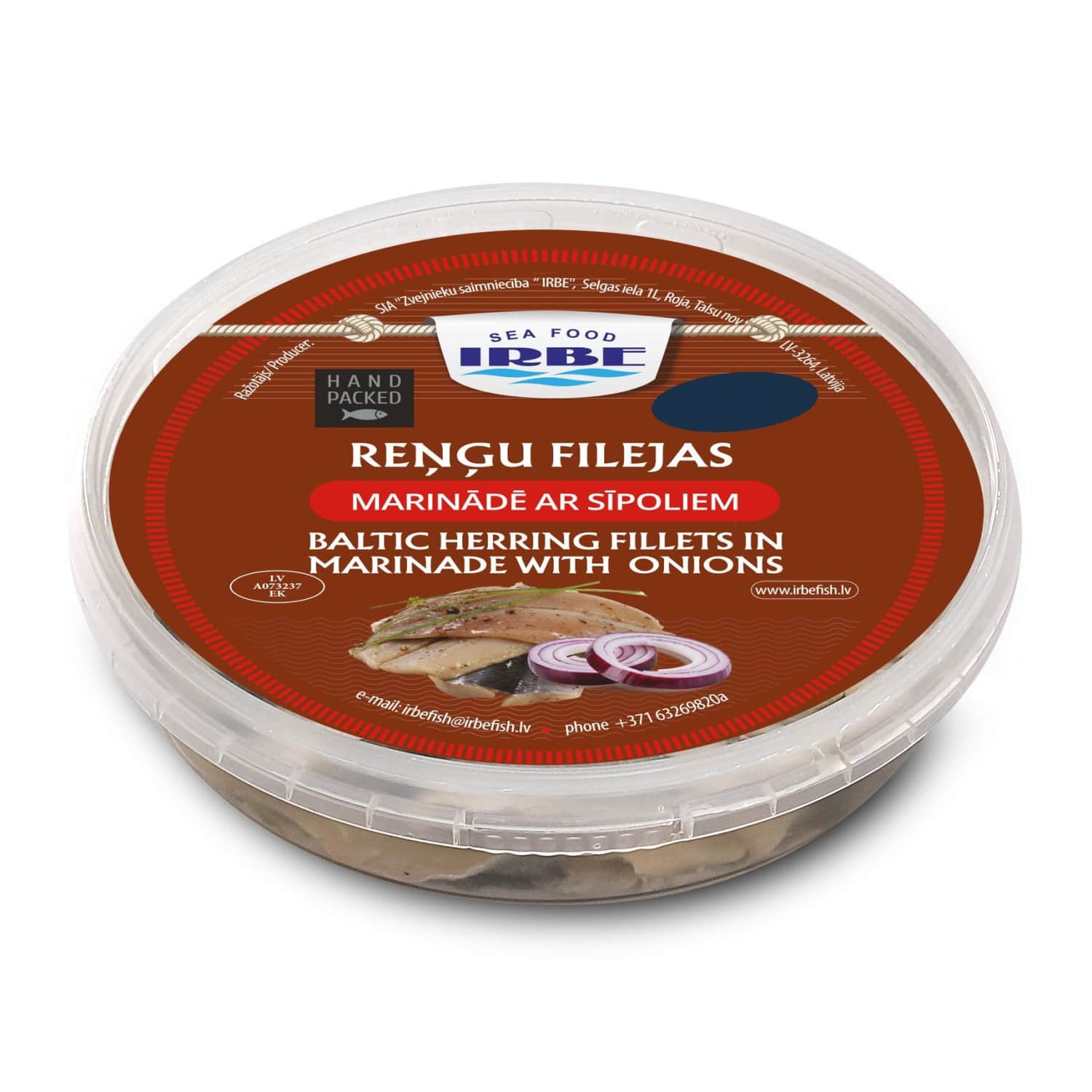Reņģu filejas Irbe marin. ar sīpol. 150g/110g