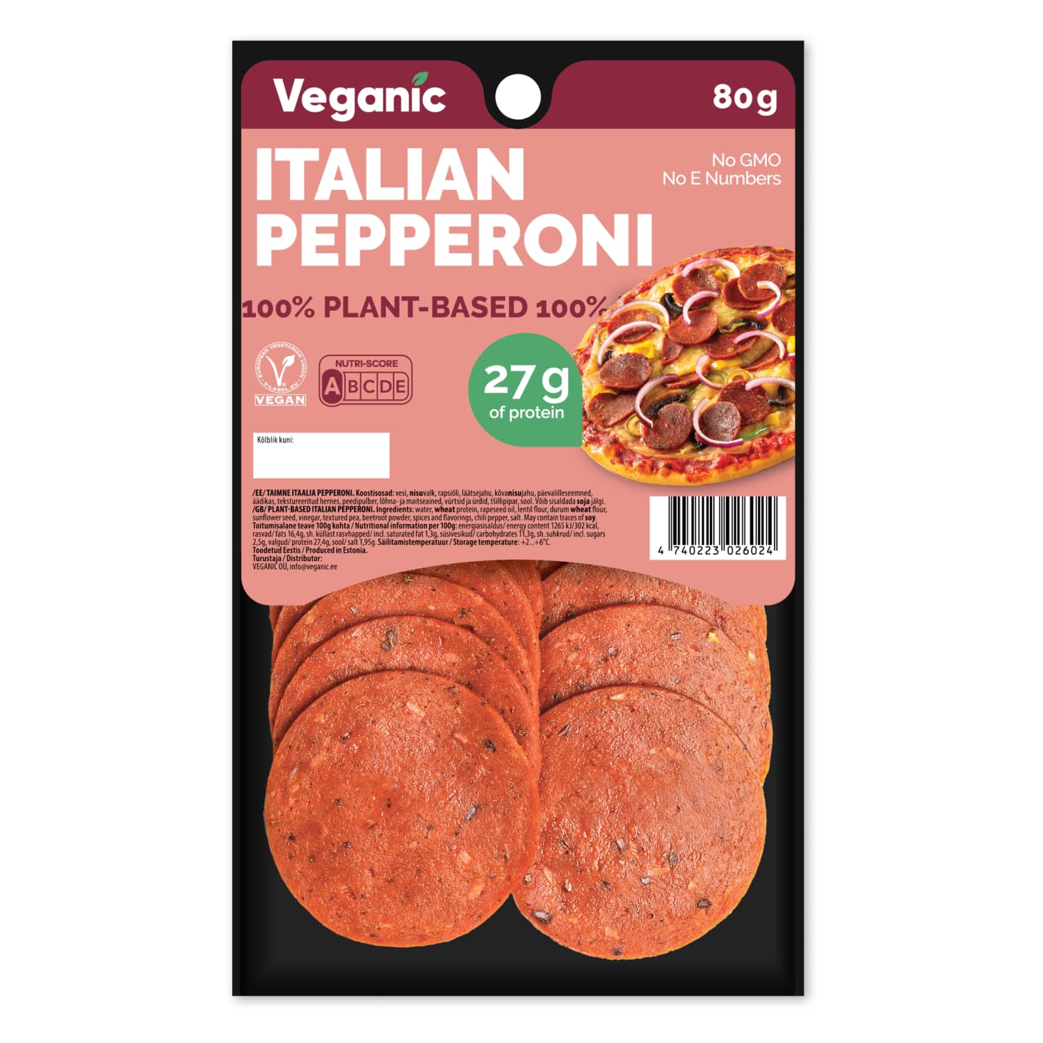 Taimne vorst Italian Pepperoni Veganic 80g
