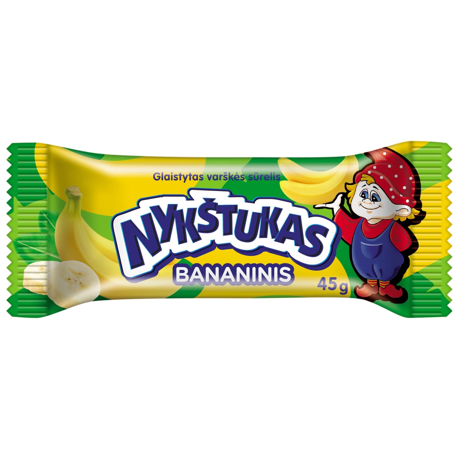 Gl. varškės sūrelis BANANINIS NYKŠTUKAS, 45 g