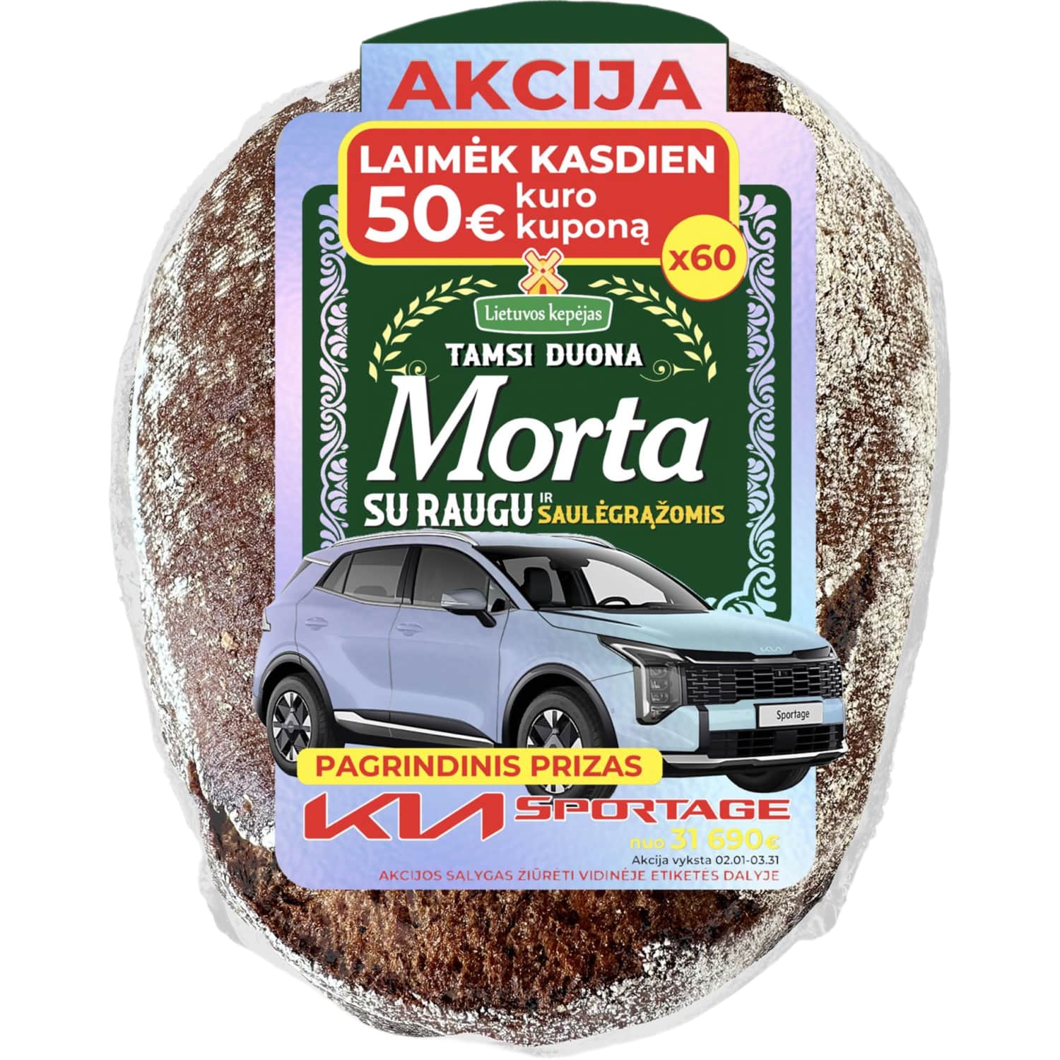 Tamsi duona su raugu, saulėgrąž. MORTA, 500 g