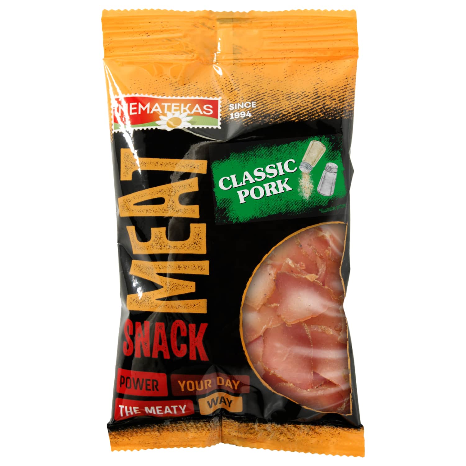 Rimi – akcija / nuolaida: Vyt. kiaul. nug. MEAT SNACK, klas. sk. 50 g