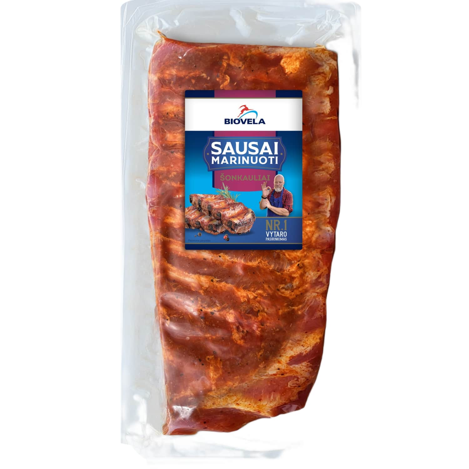 Rimi – akcija / nuolaida: Marinuoti kiaul. šonkauliai BIOVELA, 1 kg