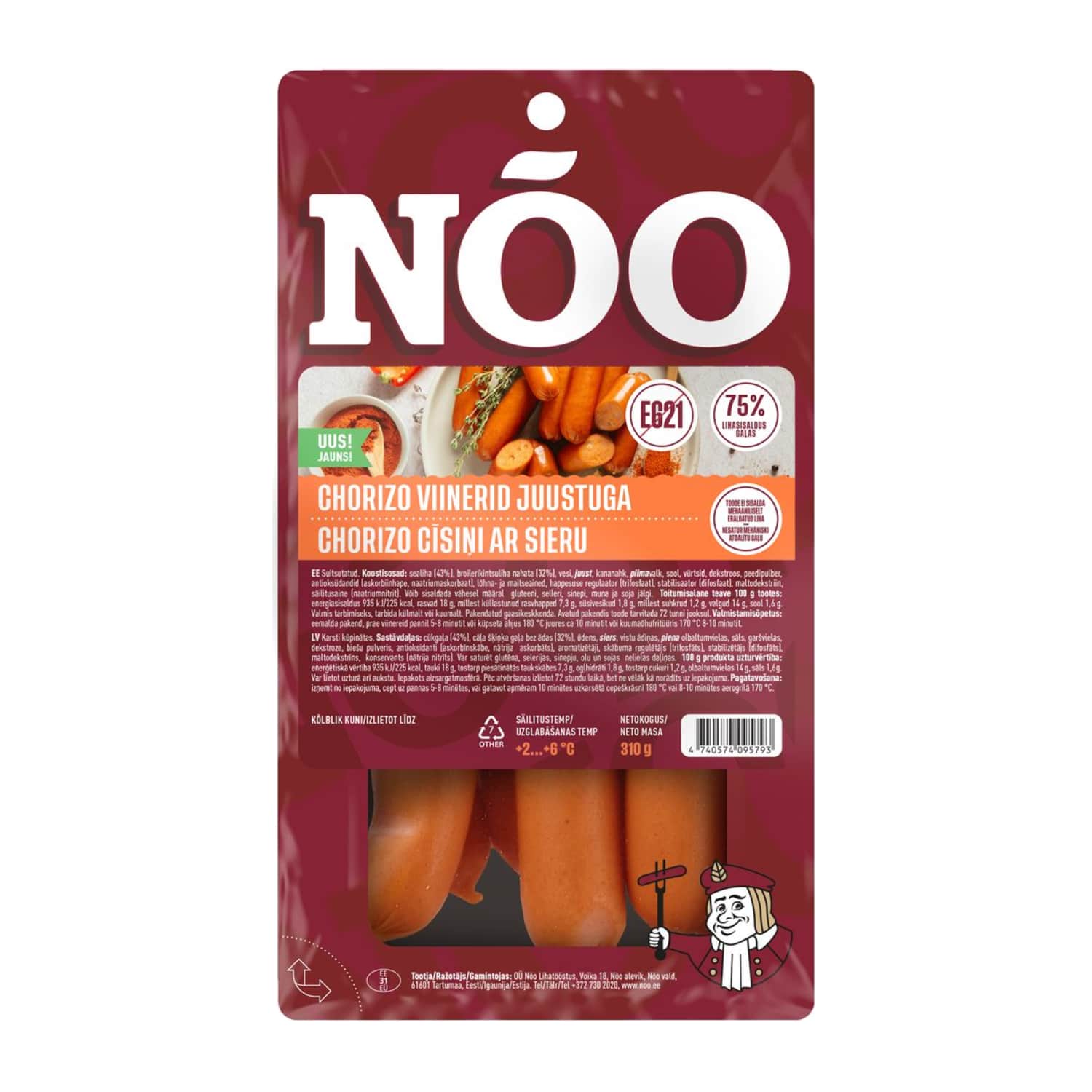 Chorizo viinerid juustuga Nõo 310g