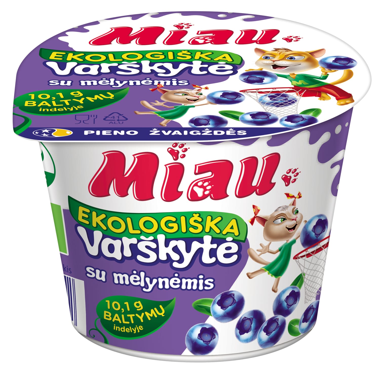 Ekol. varškytė MIAU su mėlyn., 6,0 %, 100 g