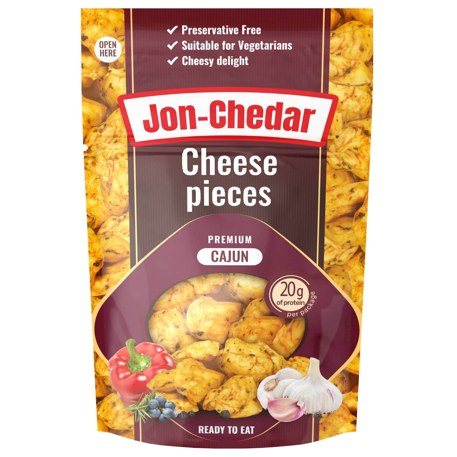 Kep. sūrio gab. JON-CHEDAR CAJUN, 43 %, 80 g