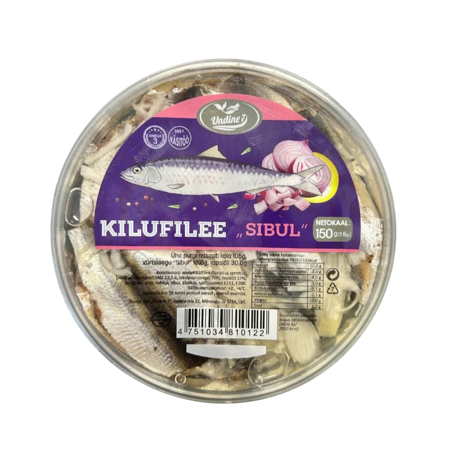 Kilufilee sibulatega Undine 7 150g