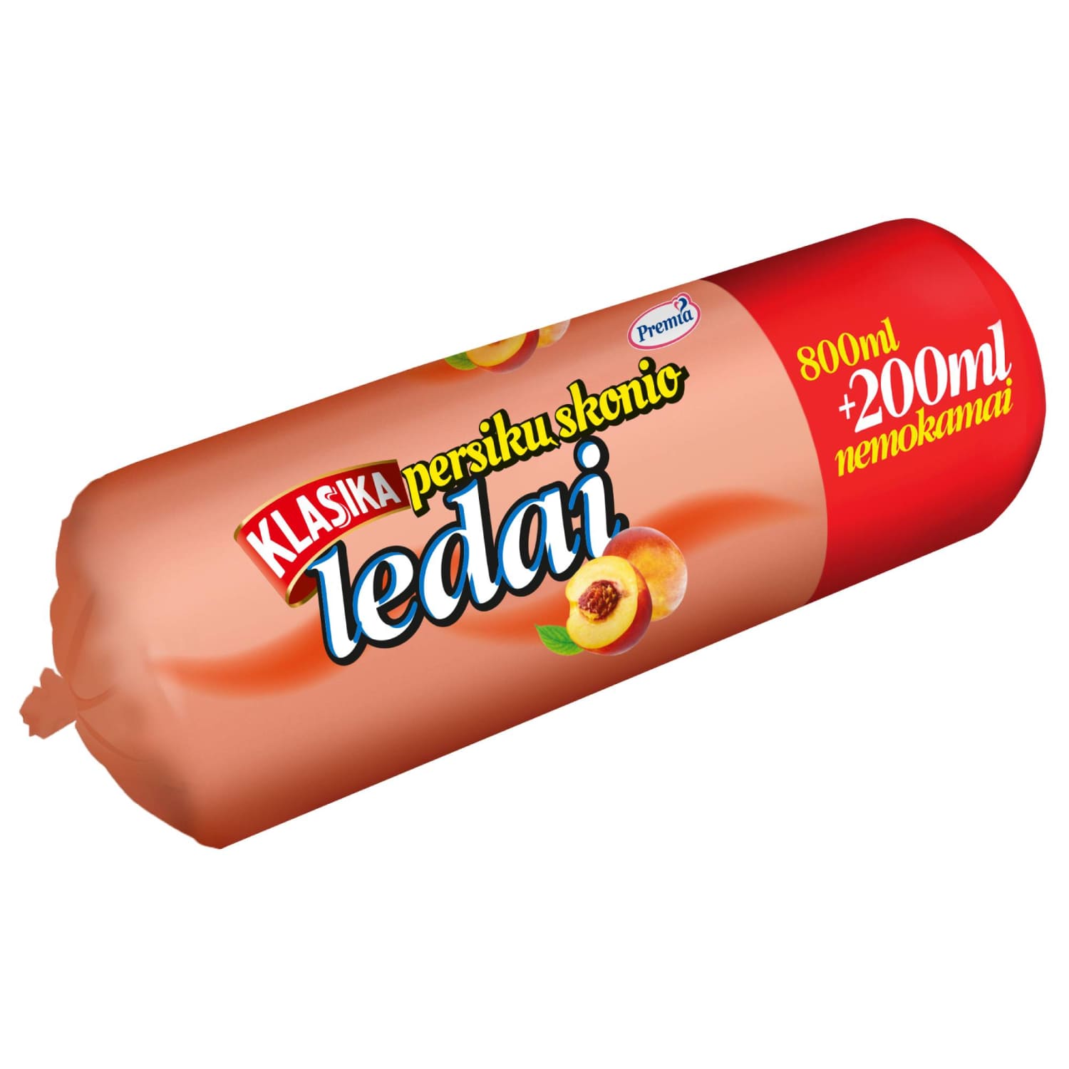 Persikų skonio ledai KLASIKA, 800 + 200 ml