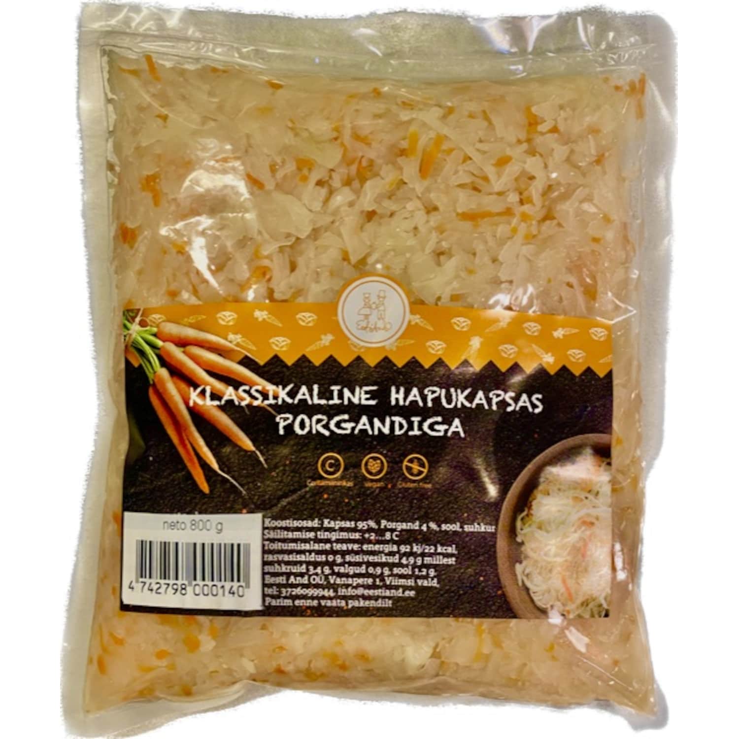 Klassikaline hapukapsas porg. Eesti And 800g