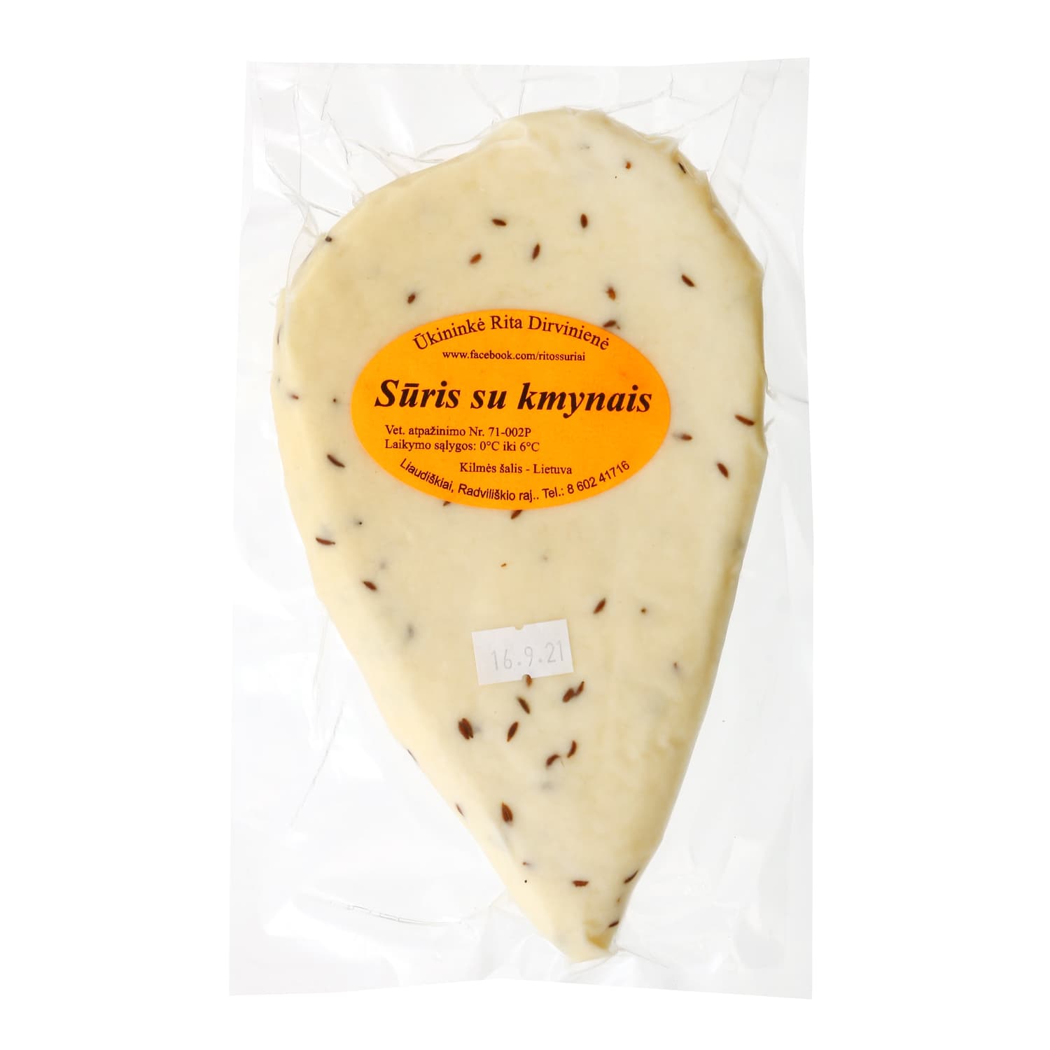 Sūris su kmynais RITA DIRVINIENĖ, 300 g