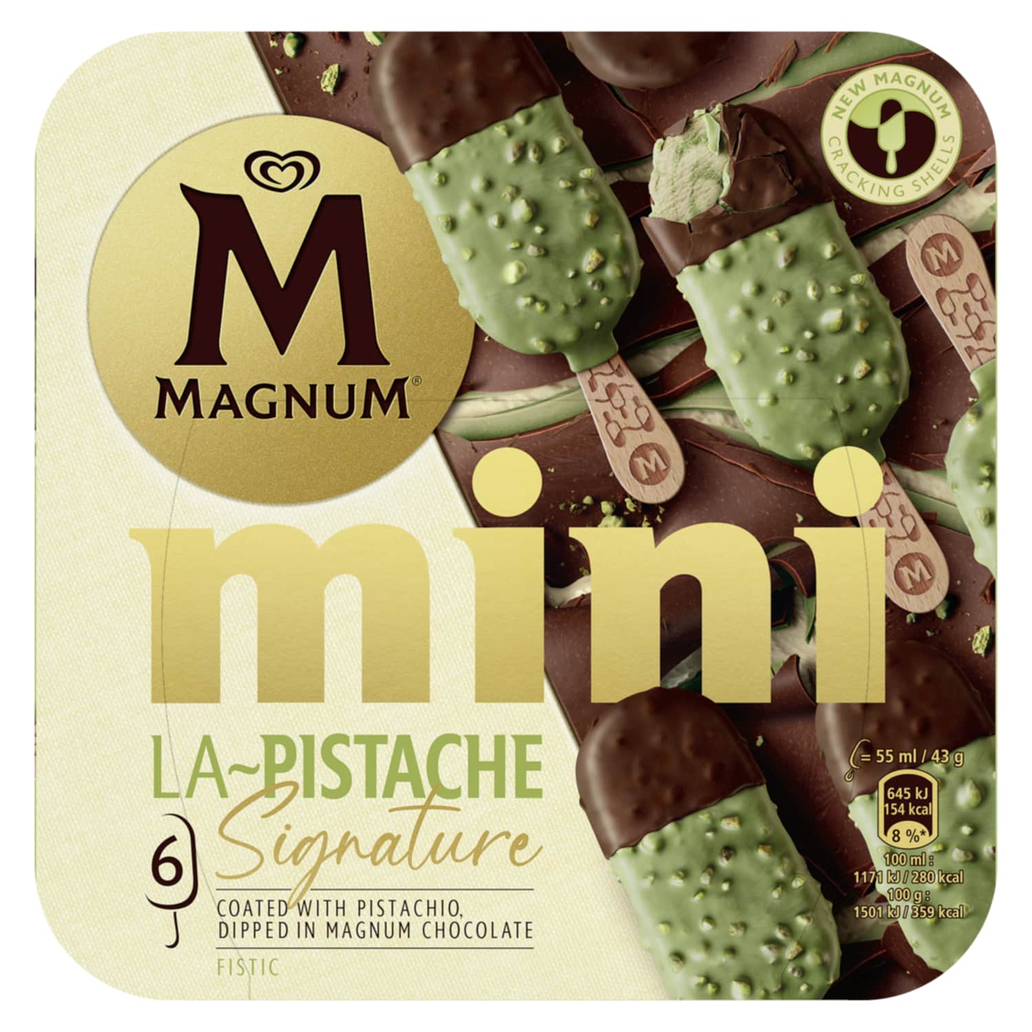 Jäätis pistaatsia Magnum 6x55ml/258g