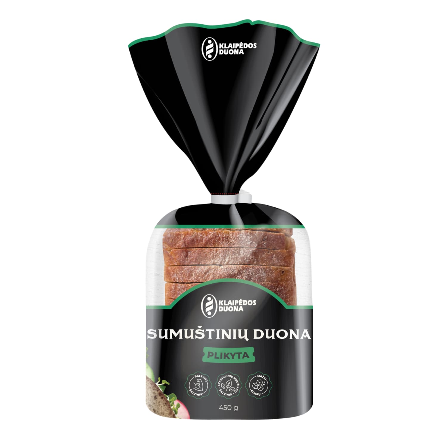 Plik. sumuštinių duona KLAIPĖDOS DUONA, 450 g