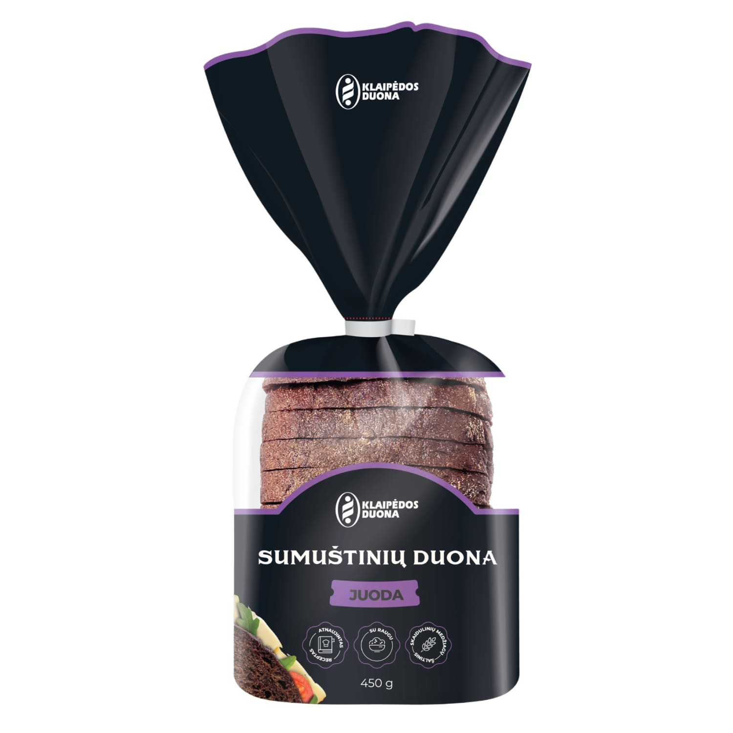 Plik. juoda sumušt. duona KLAIP. DUONA, 450 g