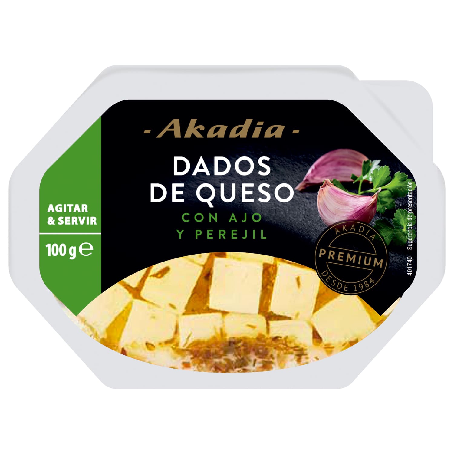 Sūris su petraž. ir česn. AKADIA, 45 %, 100 g